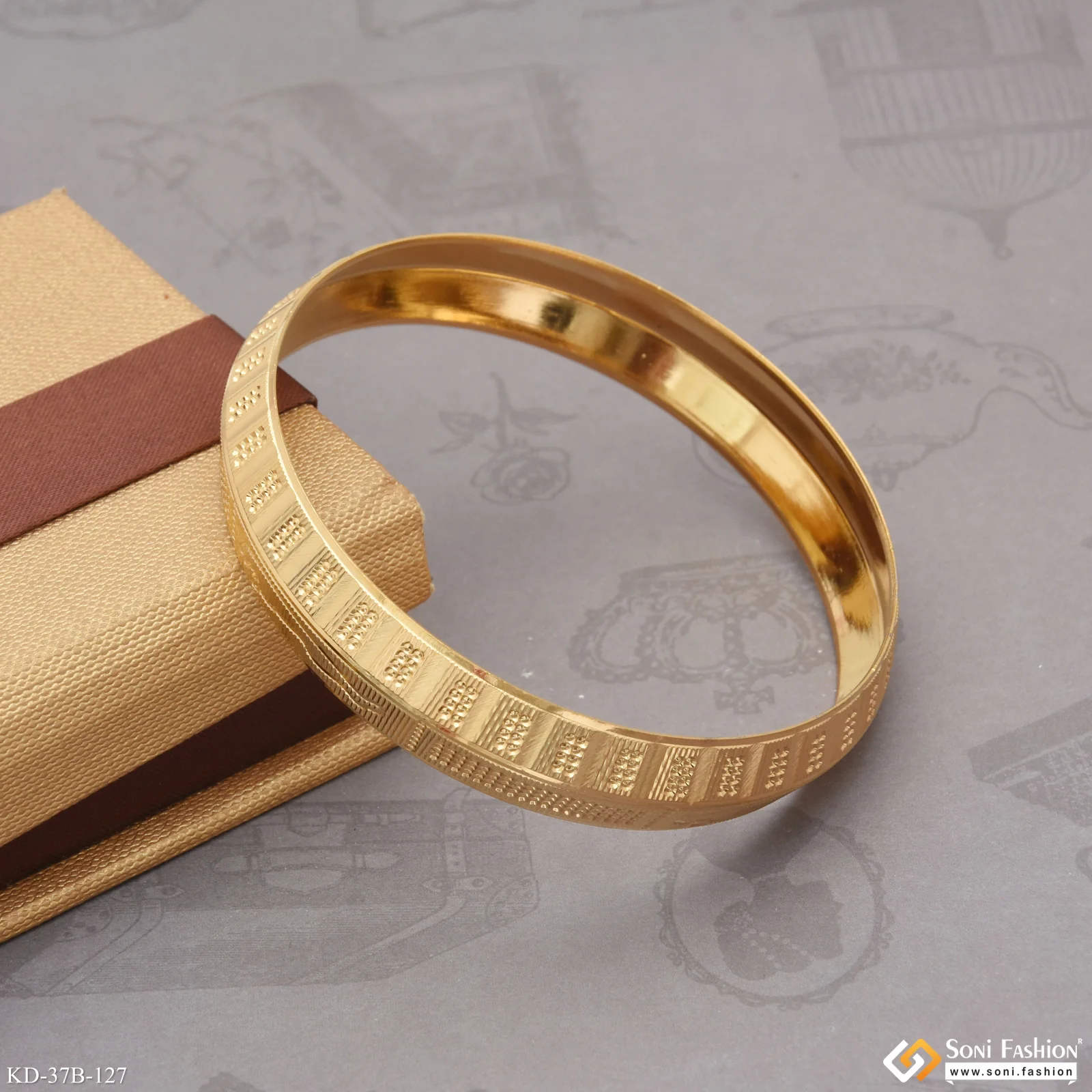 1 Gram Gold Plated Jaguar Gold Plated Punjabi Kada for Men - Style B127 - Image 5