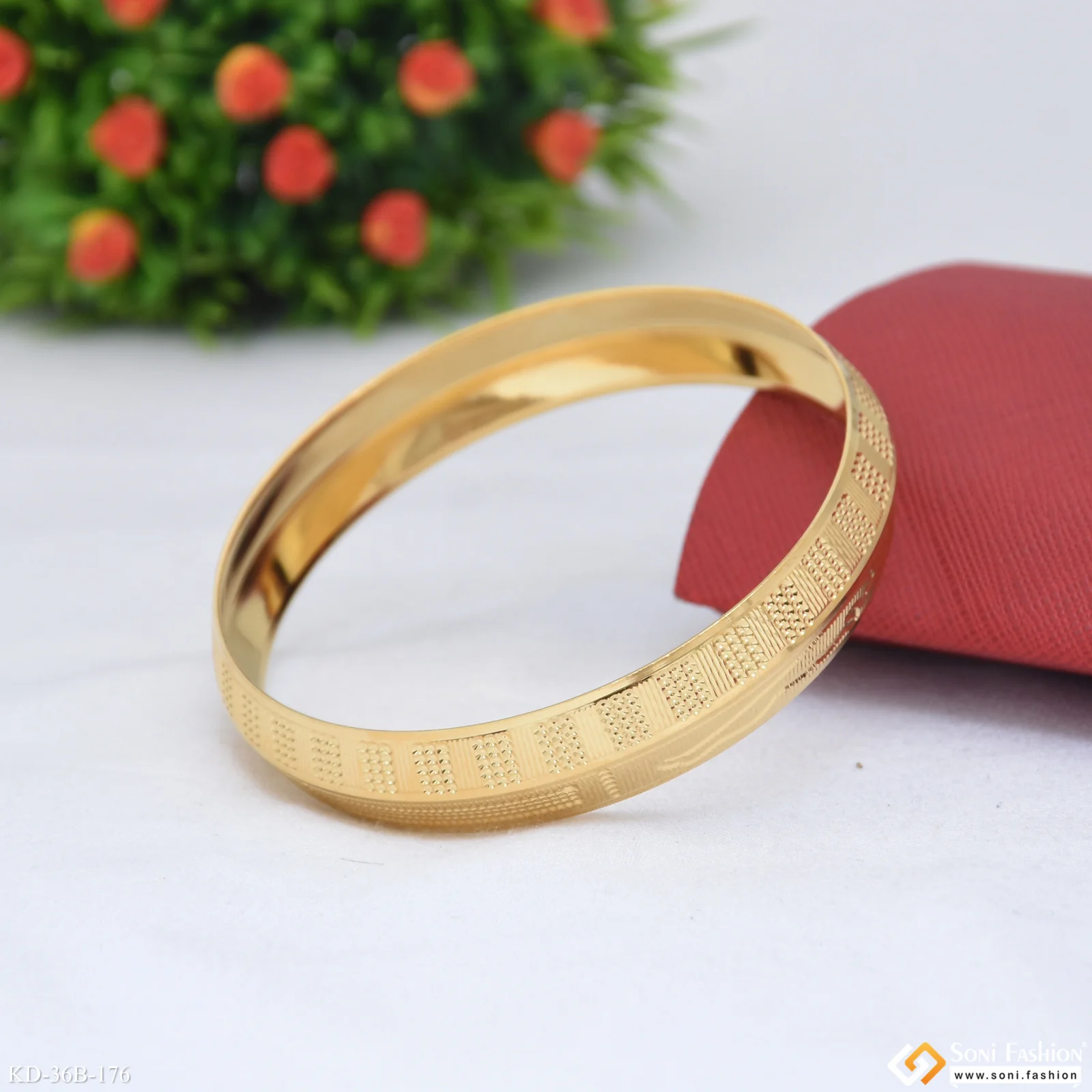 1 Gram Gold Plated Jaguar Hand-Crafted Design Punjabi Kada - Style B176 - Image 4