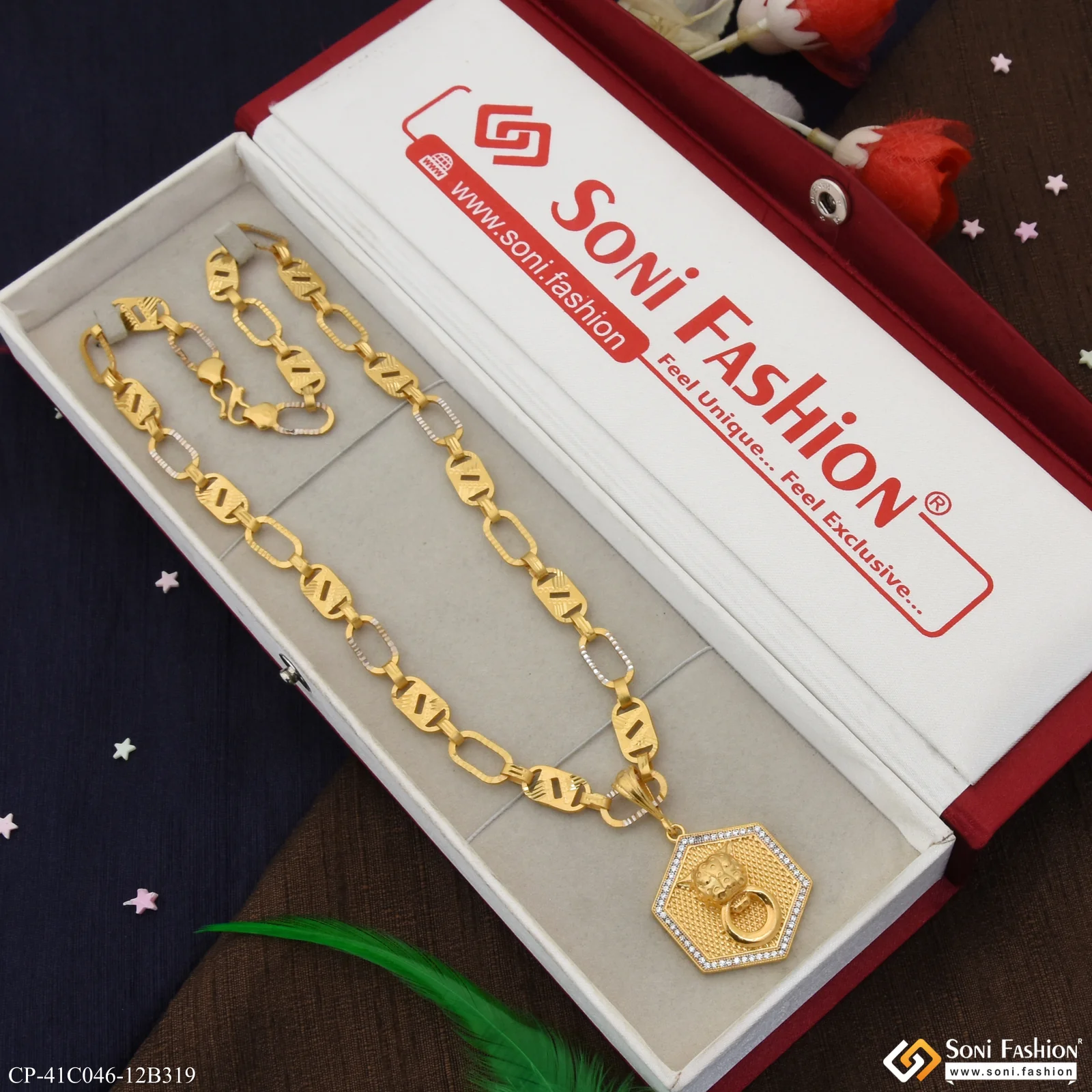 1 Gram Gold Plated Jaguar Latest Design Pendant With Chain for Men (CP-C046-B319) - Image 3