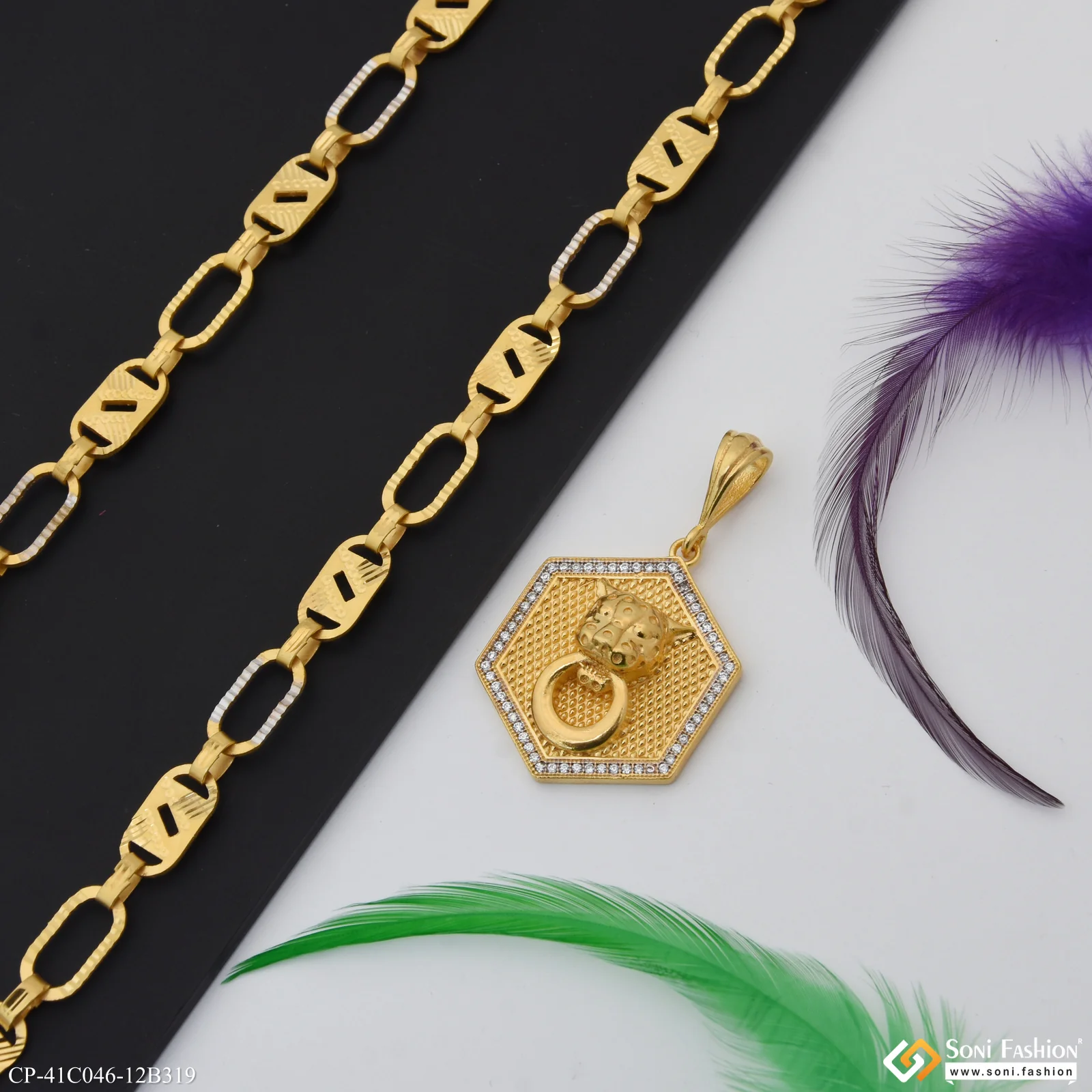 1 Gram Gold Plated Jaguar Latest Design Pendant With Chain for Men (CP-C046-B319) - Image 6