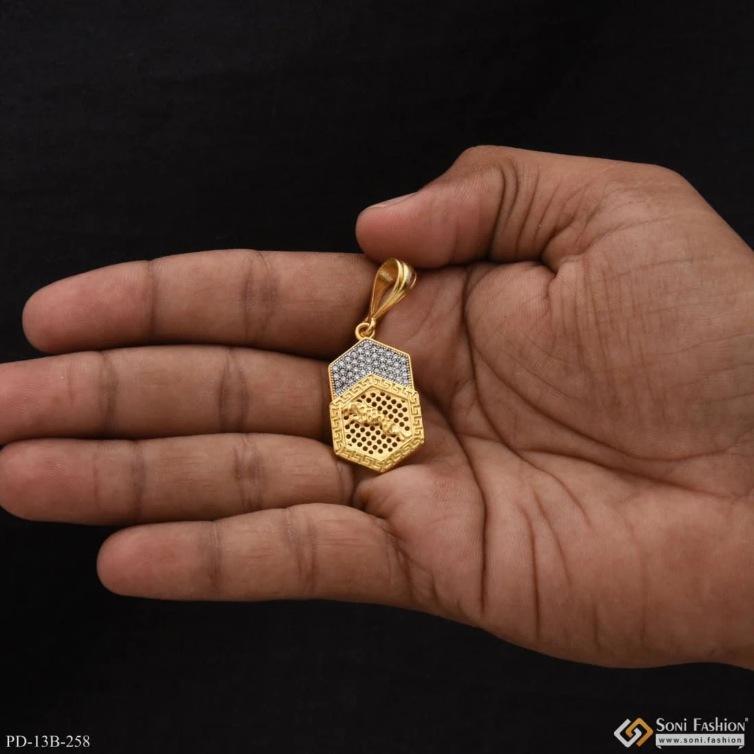 1 Gram Gold Plated Jaguar with Diamond Best Quality Pendant for Men - Style B258