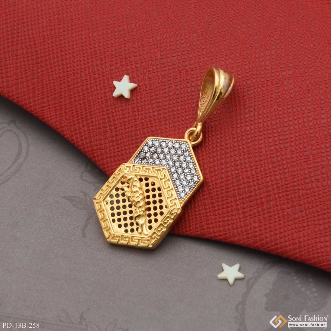 1 Gram Gold Plated Jaguar with Diamond Best Quality Pendant for Men - Style B258 - Image 3