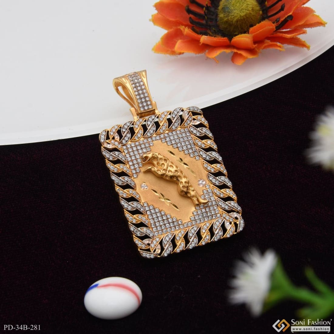 1 Gram Gold Plated Jaguar with Diamond Best Quality Pendant for Men - Style B281 - Image 3