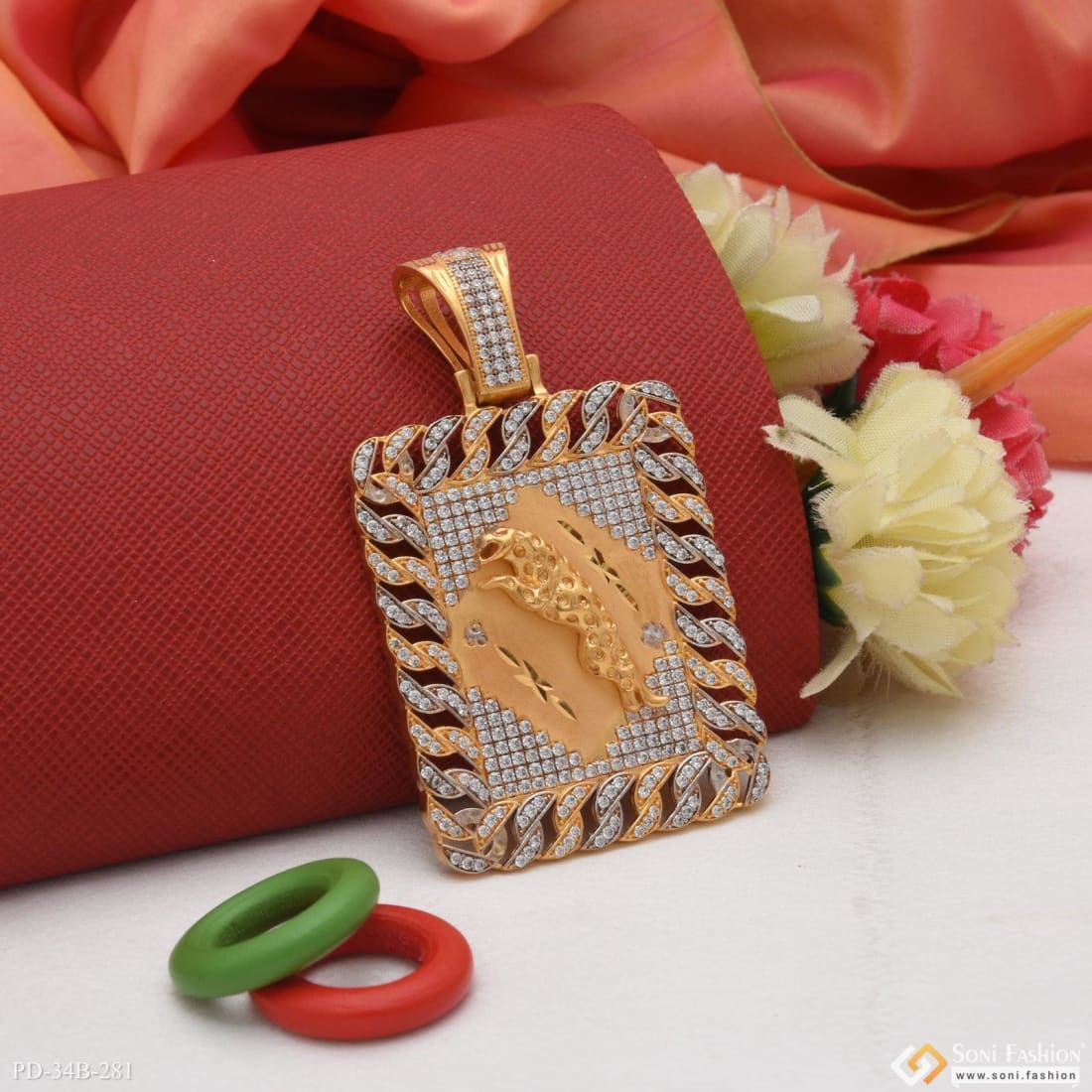 1 Gram Gold Plated Jaguar with Diamond Best Quality Pendant for Men - Style B281 - Image 5
