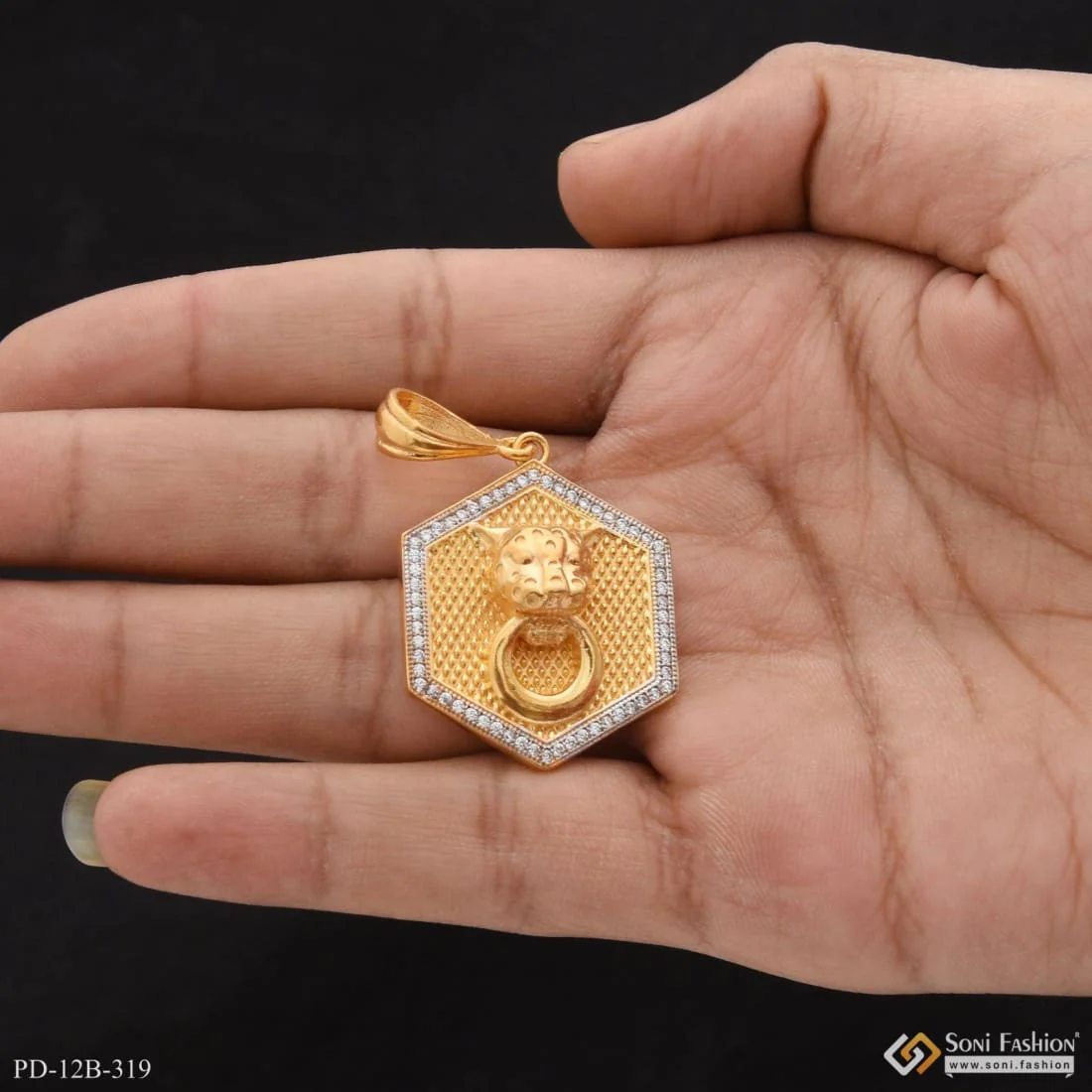 1 Gram Gold Plated Jaguar With Diamond Best Quality Pendant For Men - Style B319
