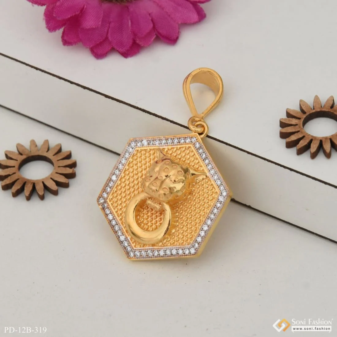 1 Gram Gold Plated Jaguar With Diamond Best Quality Pendant For Men - Style B319 - Image 4
