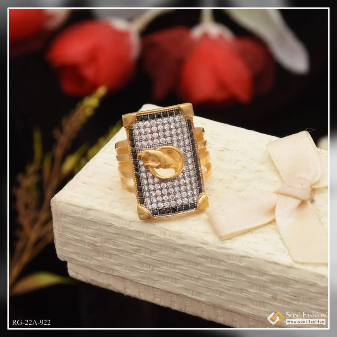 1 Gram Gold Plated Jaguar with Diamond Best Quality Ring for Men - Style A922 - Image 4