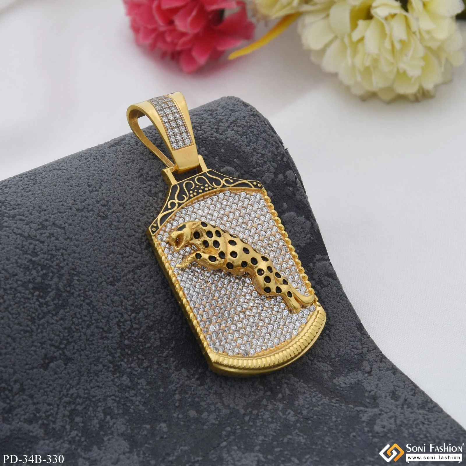 1 Gram Gold Plated Jaguar with Diamond Delicate Design Pendant for Men - Style B330 - Image 6