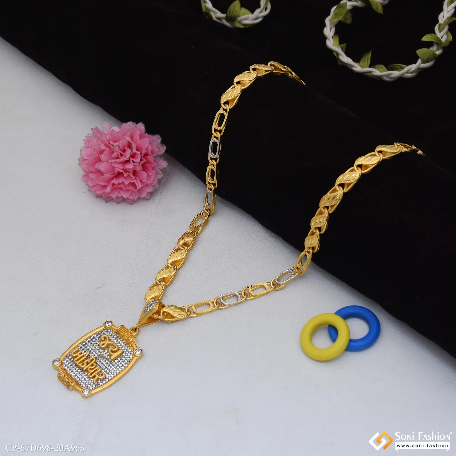 1 Gram Gold Plated Jay Khodiyar Pendant With Chain for Men (CP-D698-A963) - Image 4
