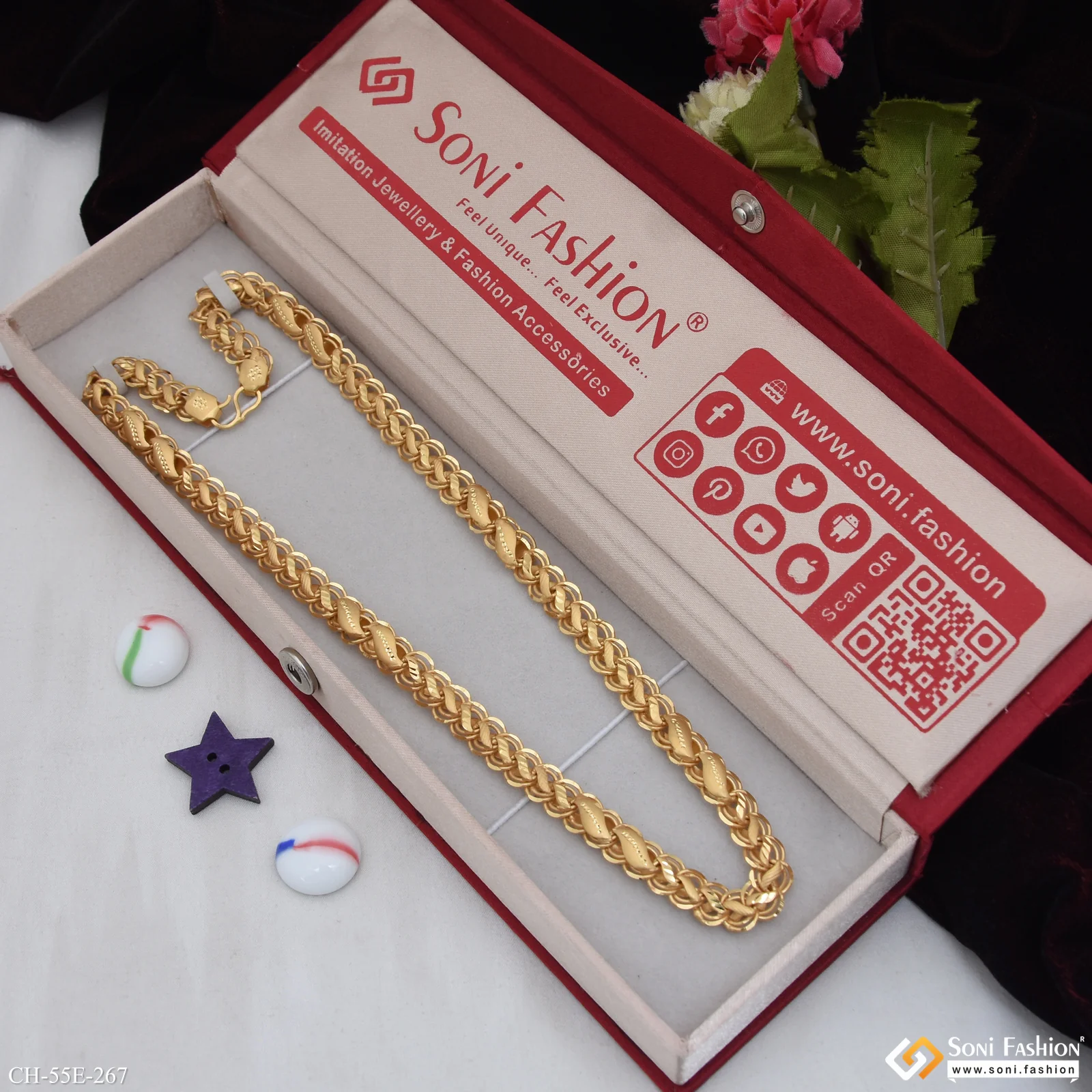 1 Gram Gold Plated Kohli Chain for Men - Style E267 - Image 3