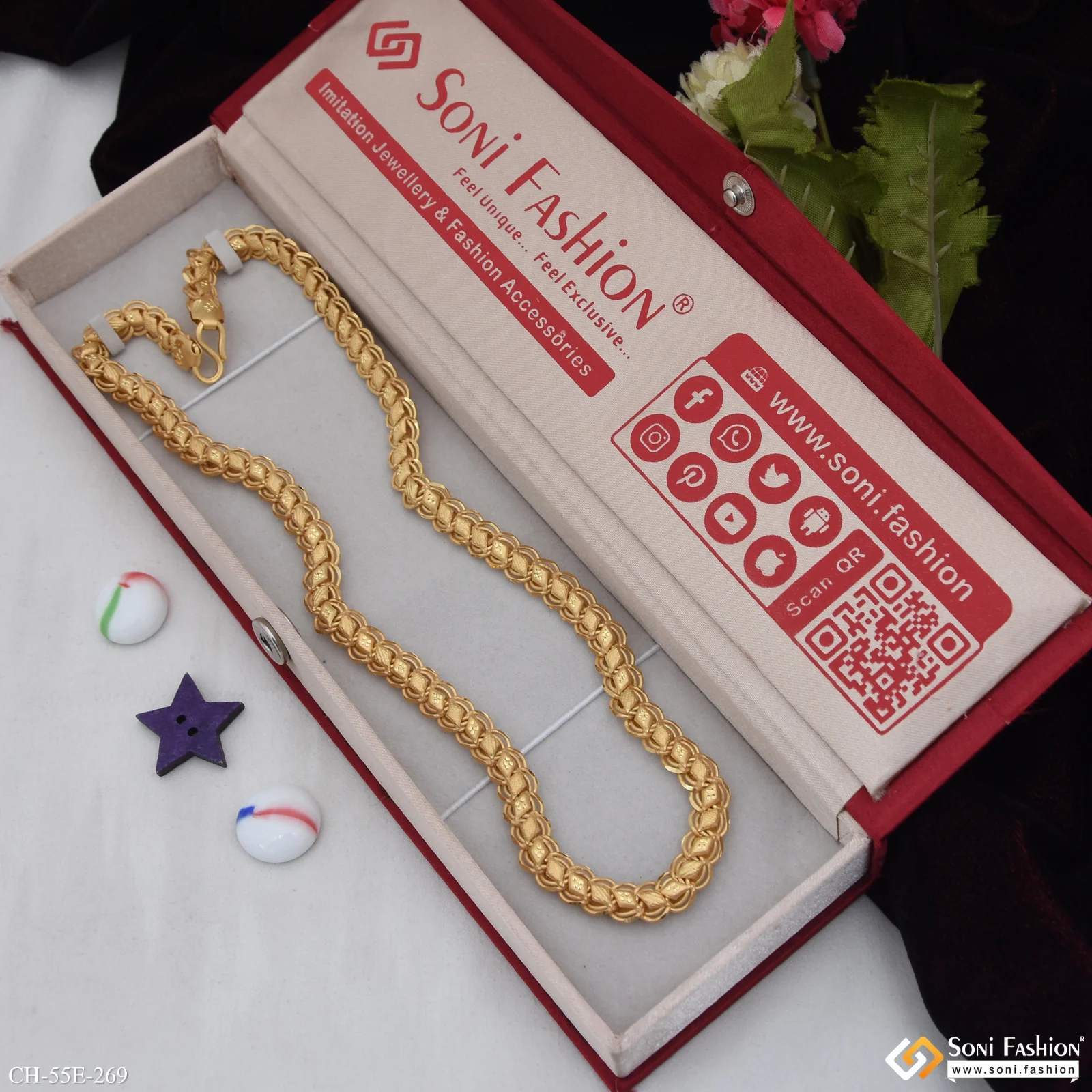 1 Gram Gold Plated Kohli Chain for Men - Style E269 - Image 3