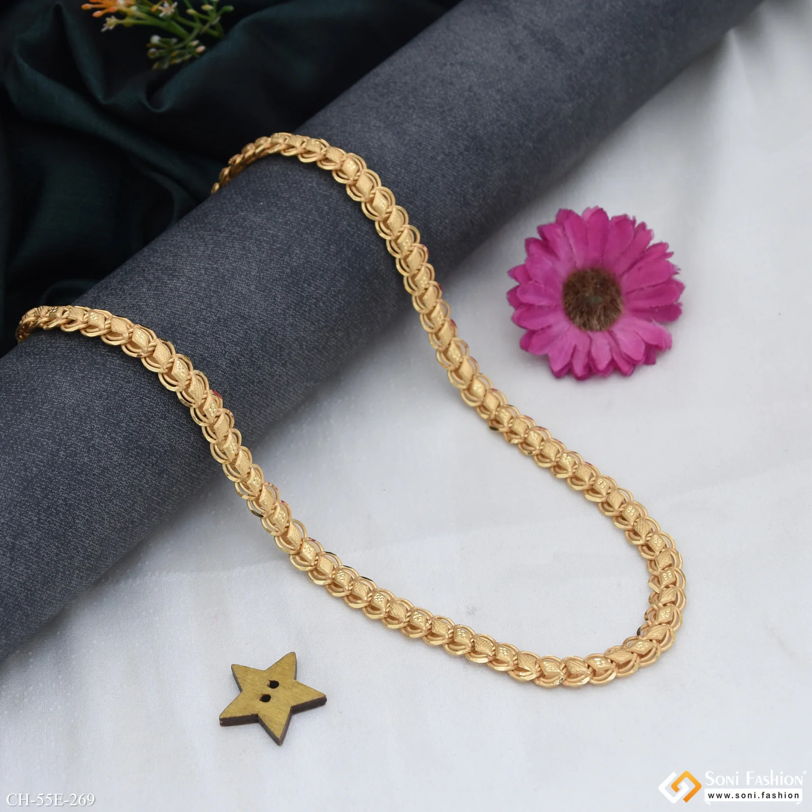 1 Gram Gold Plated Kohli Chain for Men - Style E269 - Image 5