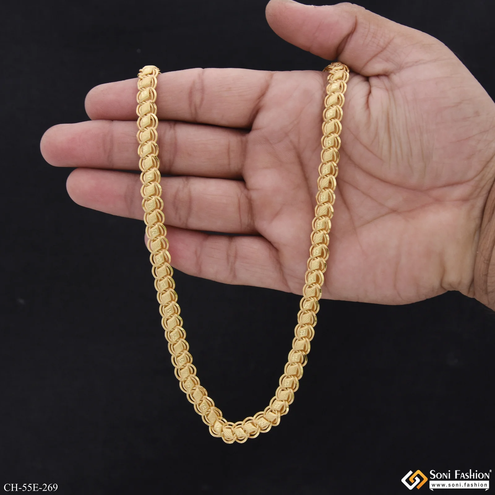 1 Gram Gold Plated Kohli Chain for Men - Style E269 - Image 6