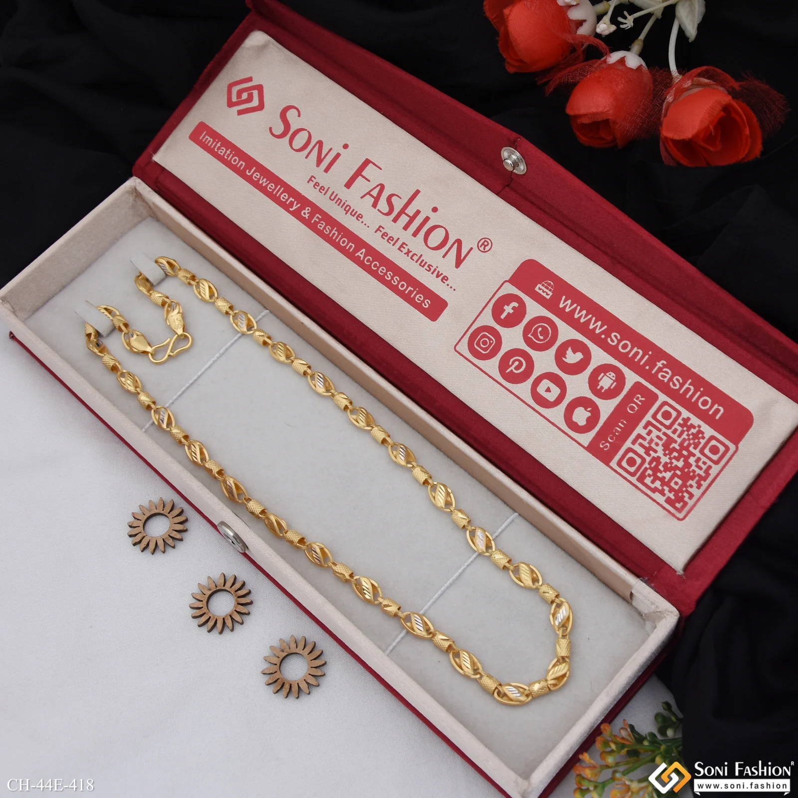 1 Gram Gold Plated Kohli Chain for Men - Style E418 - Image 3