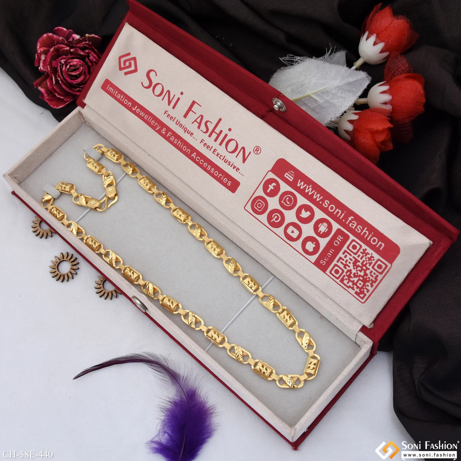 1 Gram Gold Plated Kohli Chain for Men - Style E440 - Image 3