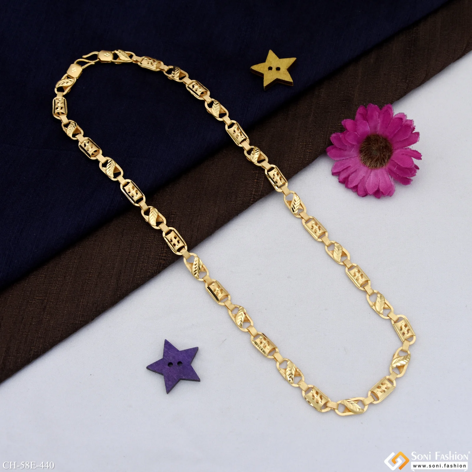 1 Gram Gold Plated Kohli Chain for Men - Style E440 - Image 5