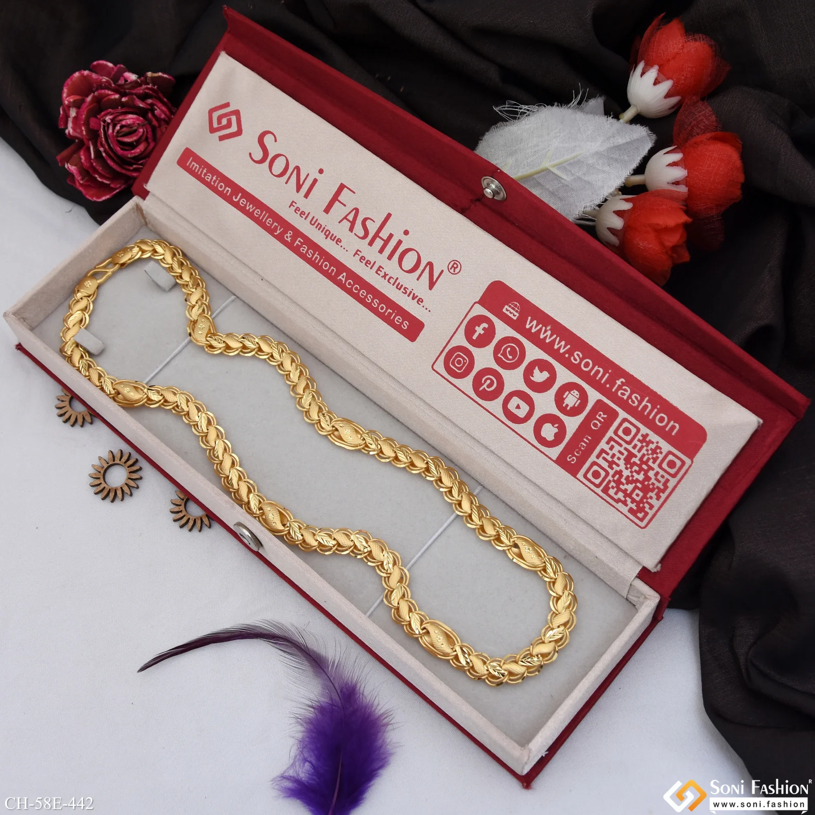 1 Gram Gold Plated Kohli Chain for Men - Style E442 - Image 3