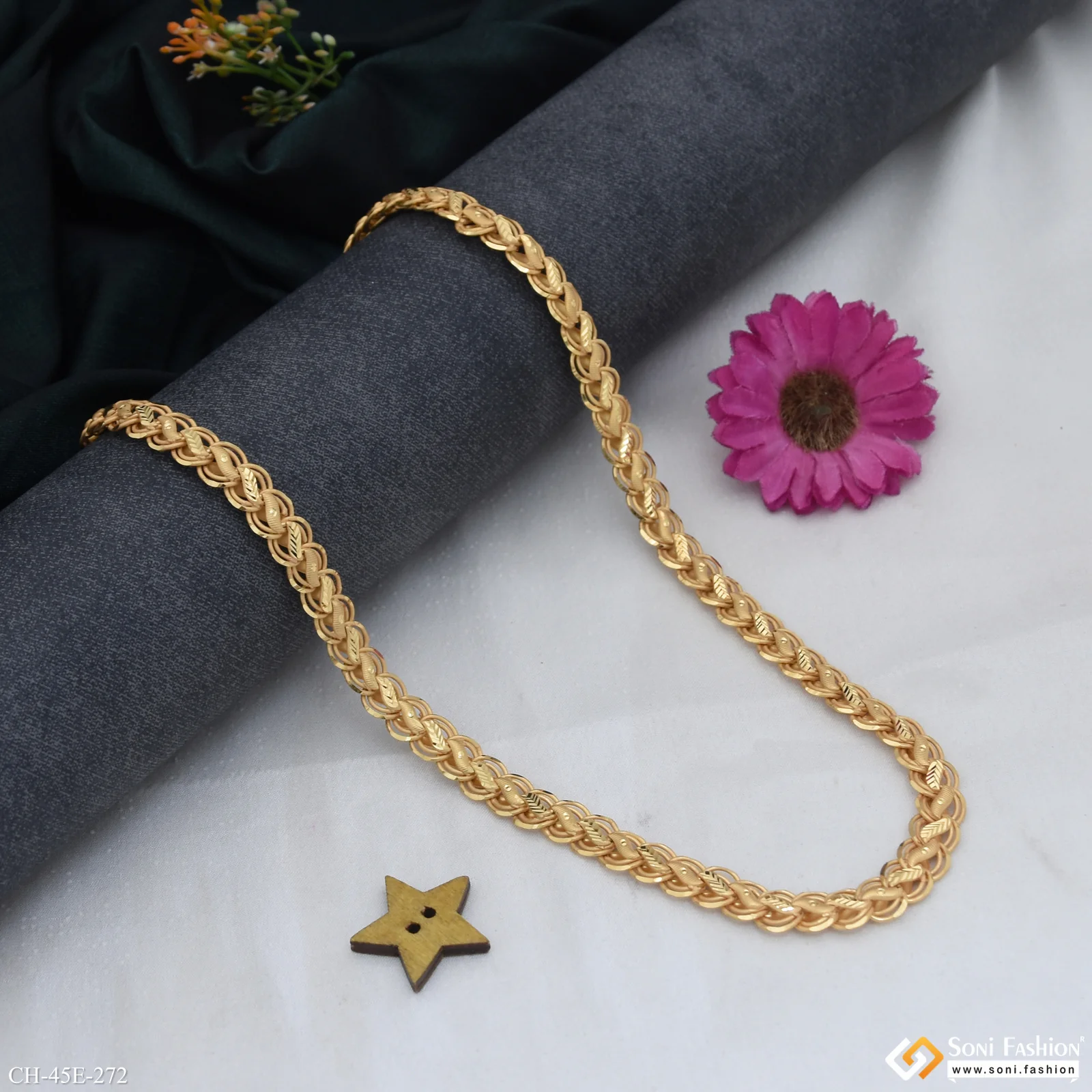 1 Gram Gold Plated Kohli Nawabi Chain for Men - Style E272 - Image 5