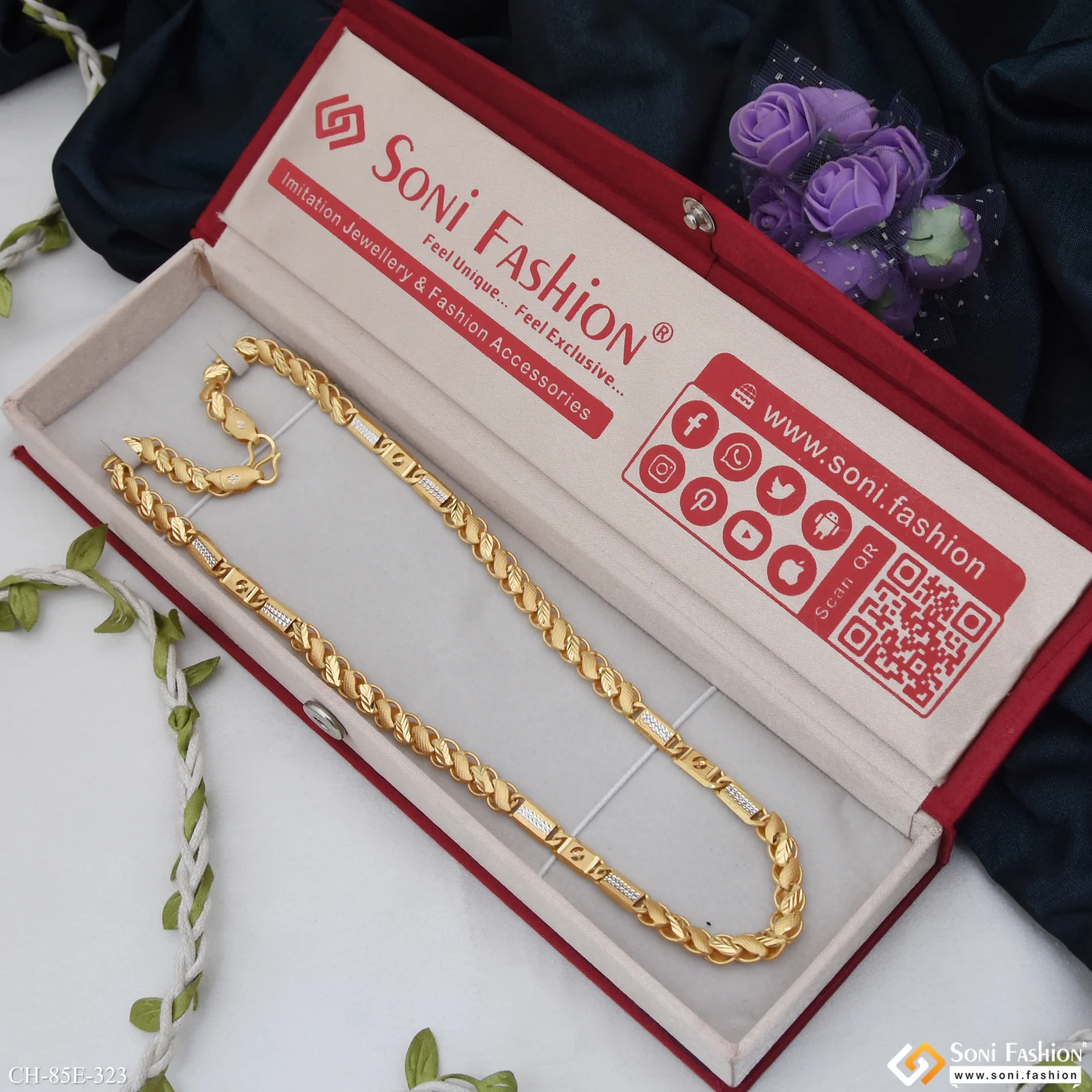 1 Gram Gold Plated Kohli Nawabi Chain for Men - Style E323 - Image 3