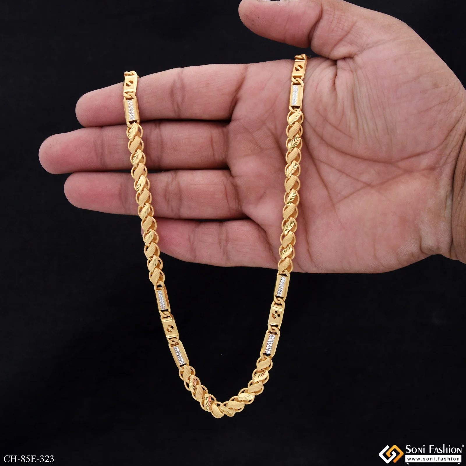 1 Gram Gold Plated Kohli Nawabi Chain for Men - Style E323 - Image 6