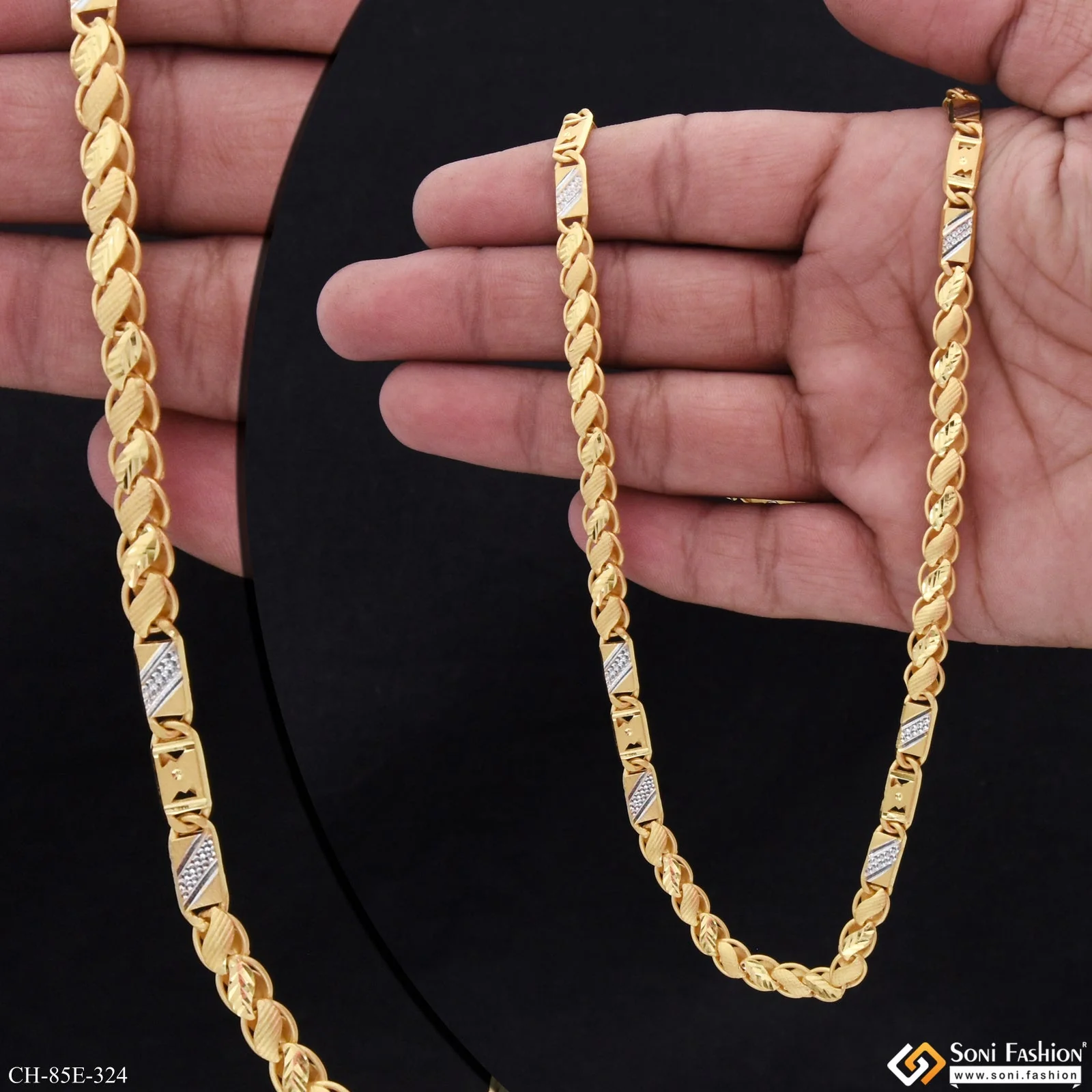1 Gram Gold Plated Kohli Nawabi Chain for Men - Style E324 - Image 2