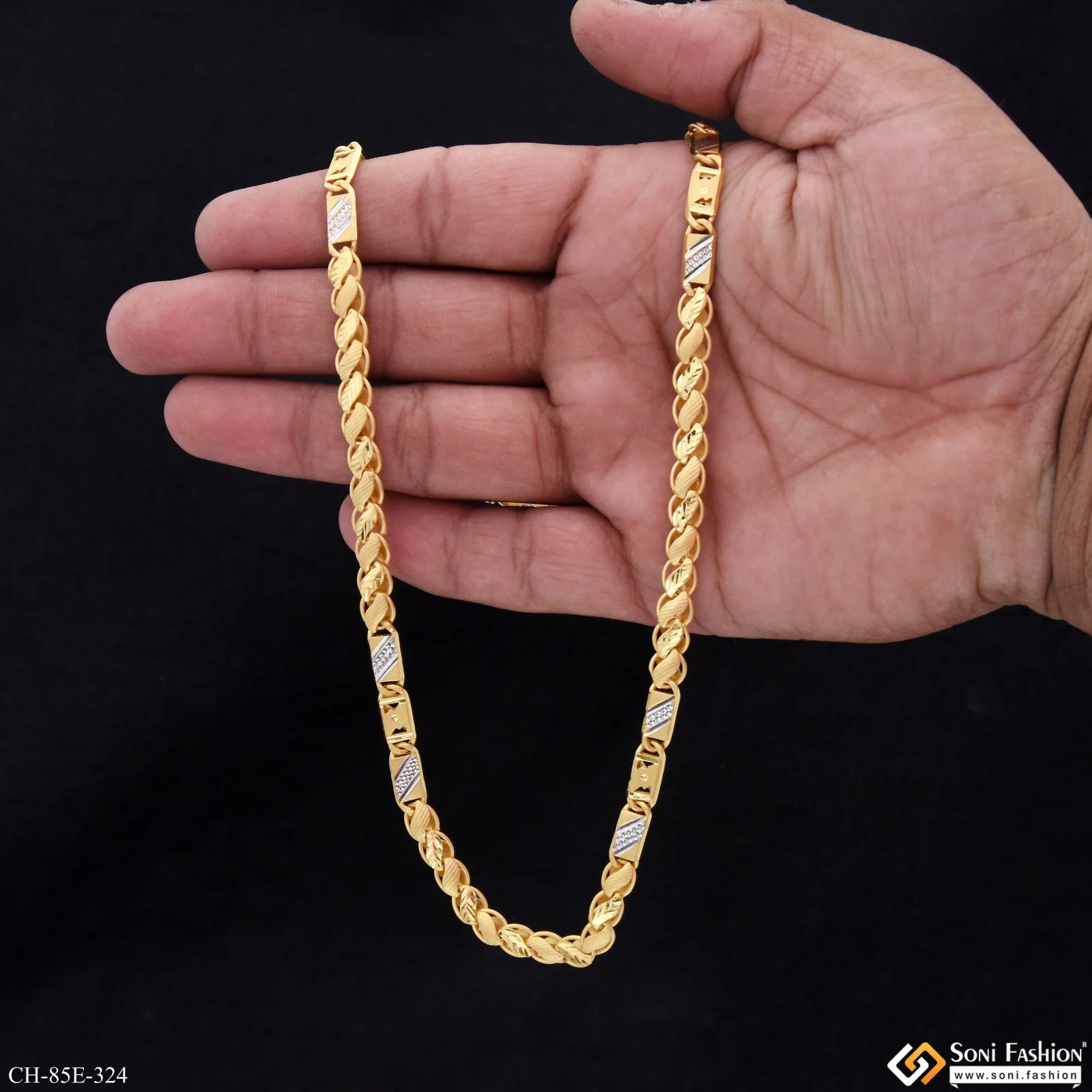 1 Gram Gold Plated Kohli Nawabi Chain for Men - Style E324 - Image 4