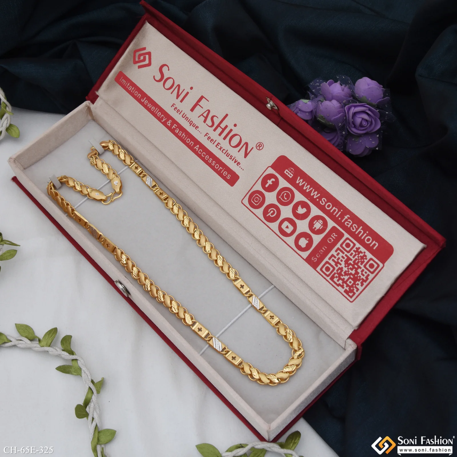 1 Gram Gold Plated Kohli Nawabi Chain for Men - Style E325 - Image 3