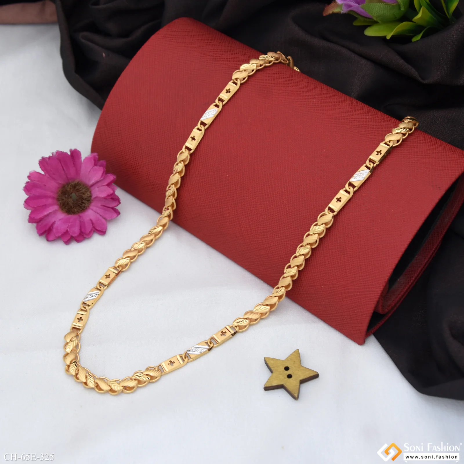 1 Gram Gold Plated Kohli Nawabi Chain for Men - Style E325 - Image 4