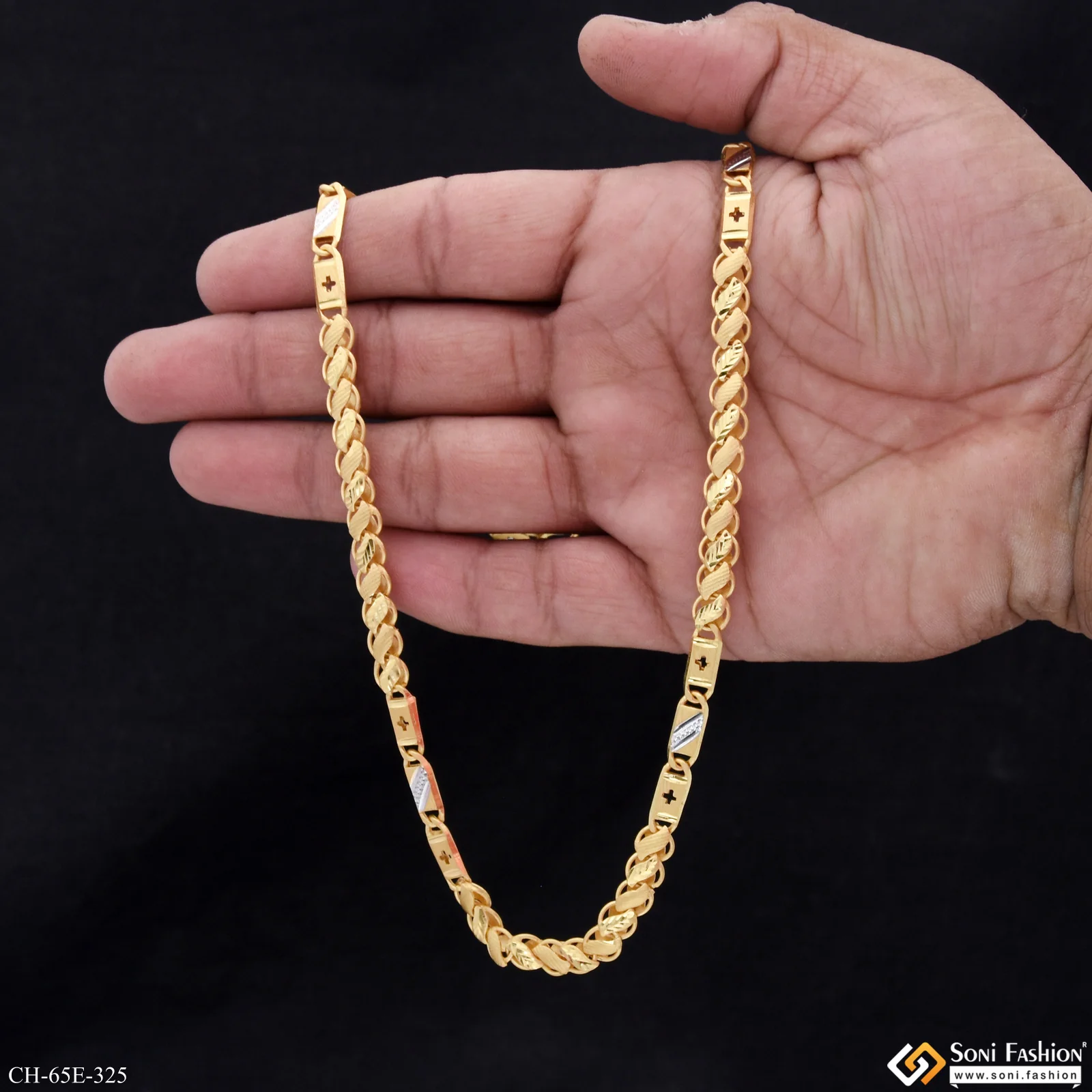 1 Gram Gold Plated Kohli Nawabi Chain for Men - Style E325 - Image 6