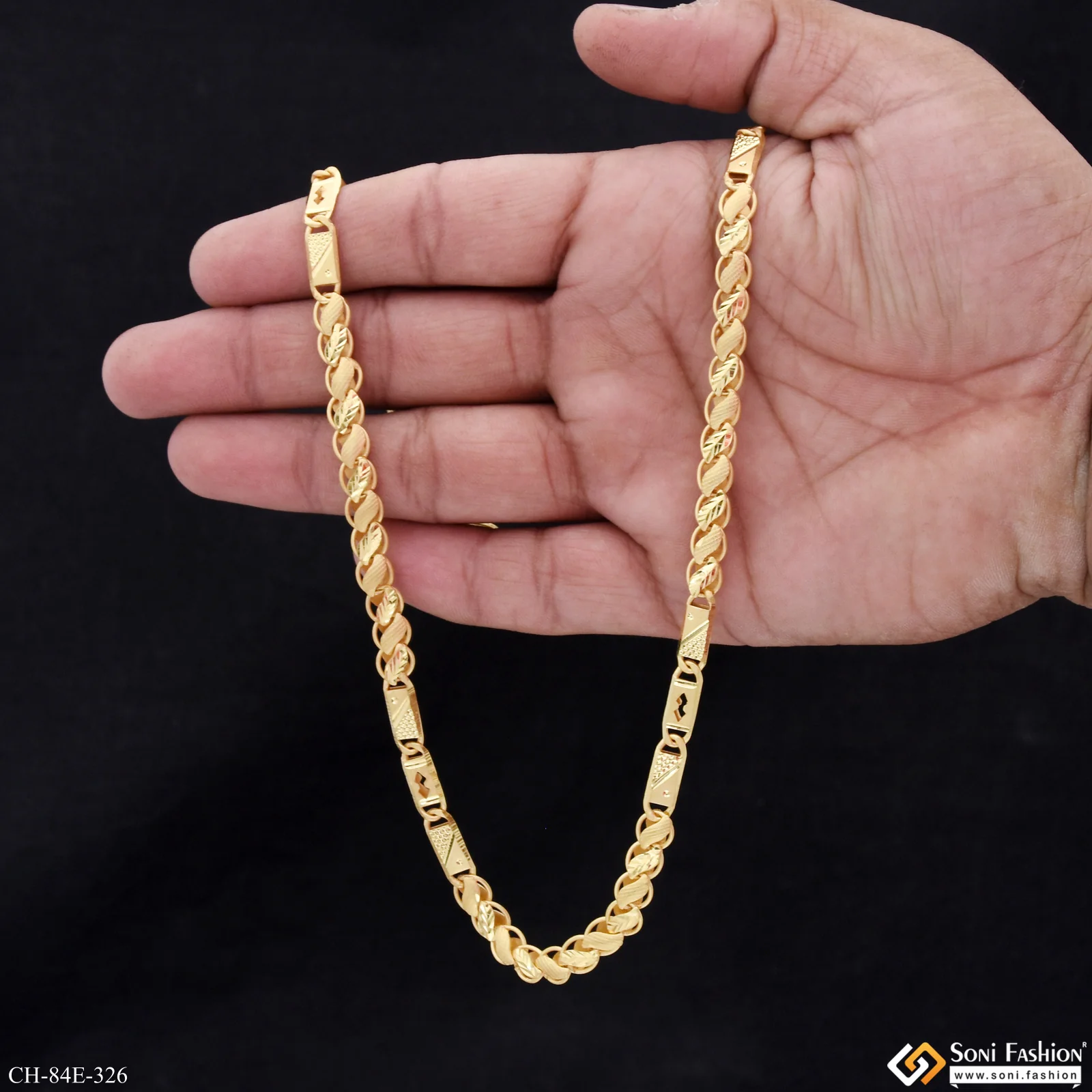1 Gram Gold Plated Kohli Nawabi Chain for Men - Style E326 - Image 6