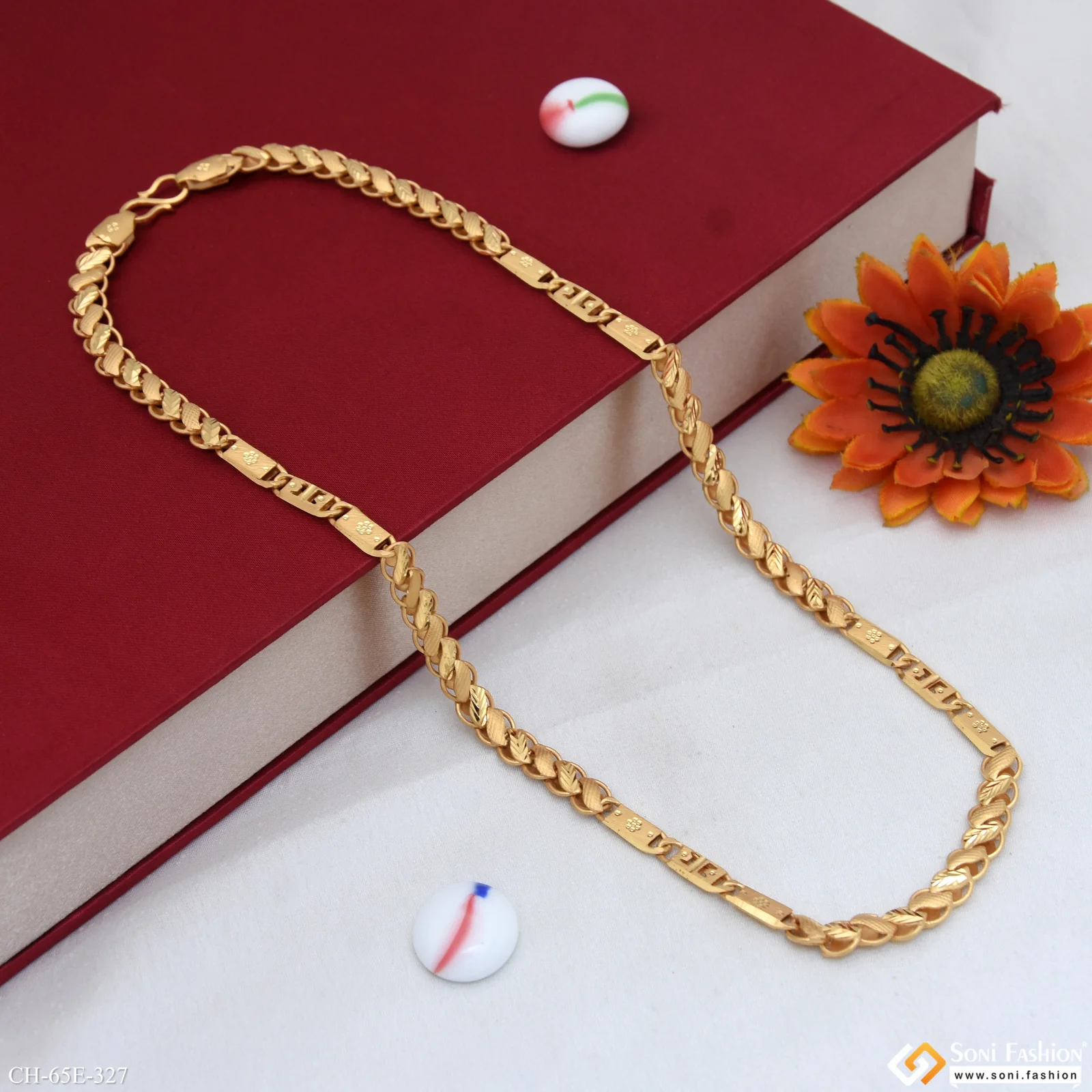 1 Gram Gold Plated Kohli Nawabi Chain for Men - Style E327 - Image 5