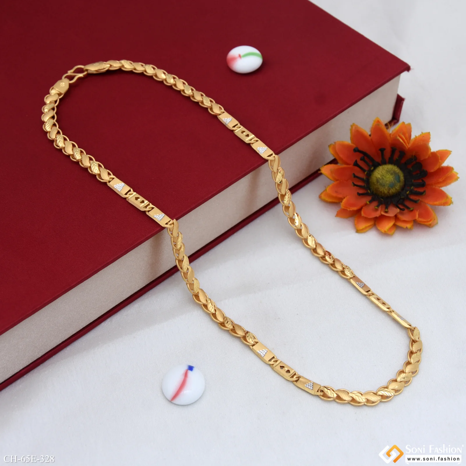 1 Gram Gold Plated Kohli Nawabi Chain for Men - Style E328 - Image 5