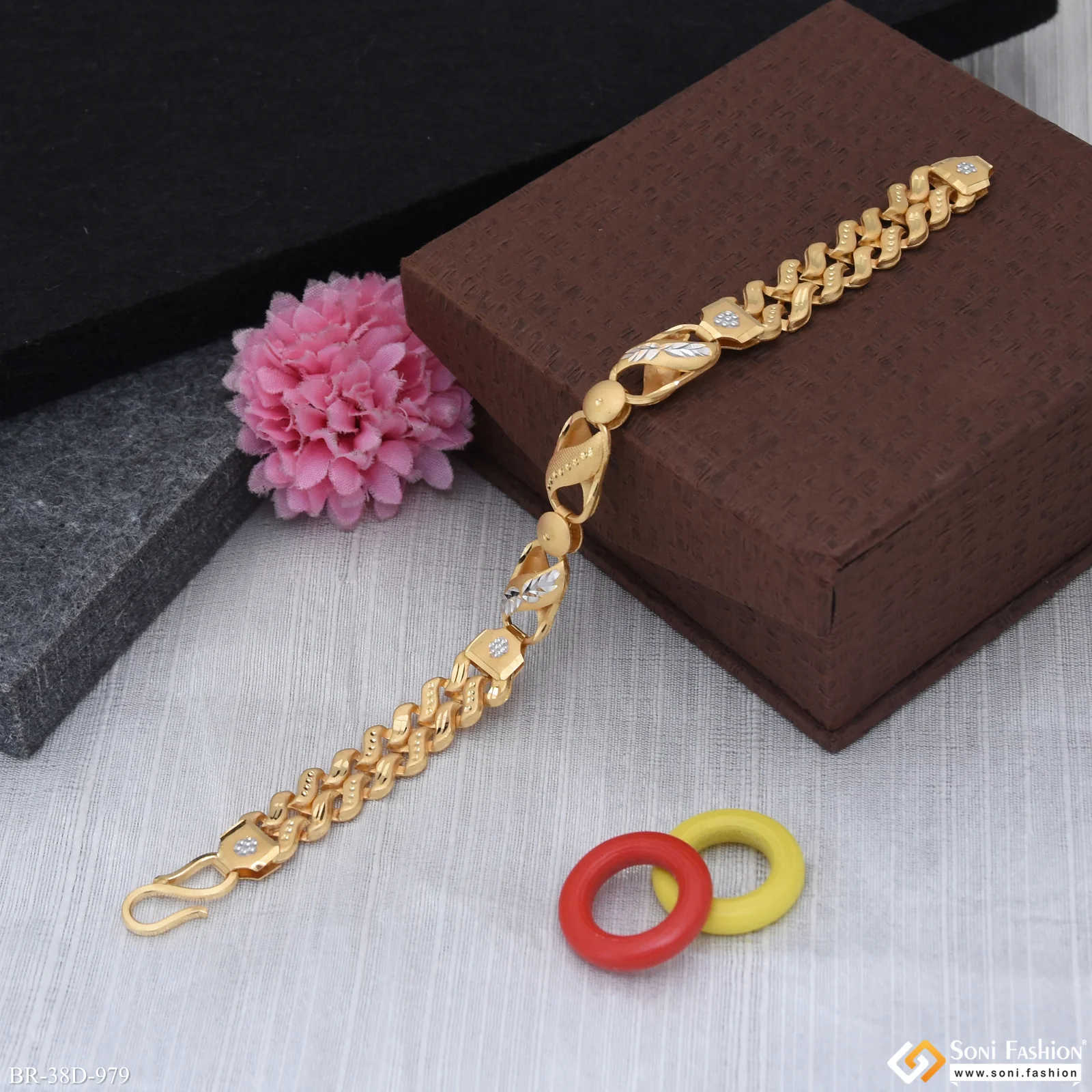 1 Gram Gold Plated Kohli Pokal Bracelet for Men - Style D979 - Image 3