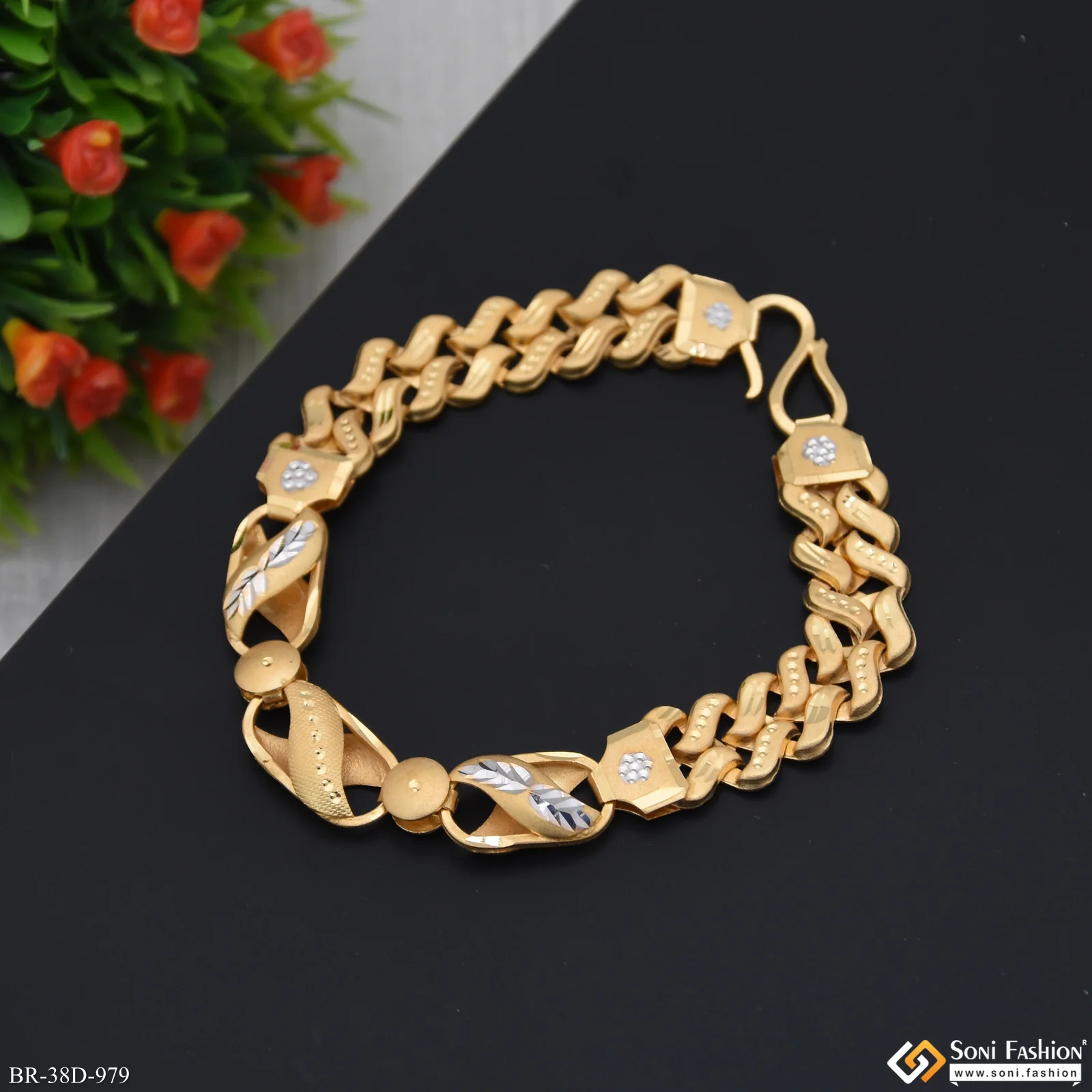 1 Gram Gold Plated Kohli Pokal Bracelet for Men - Style D979 - Image 5