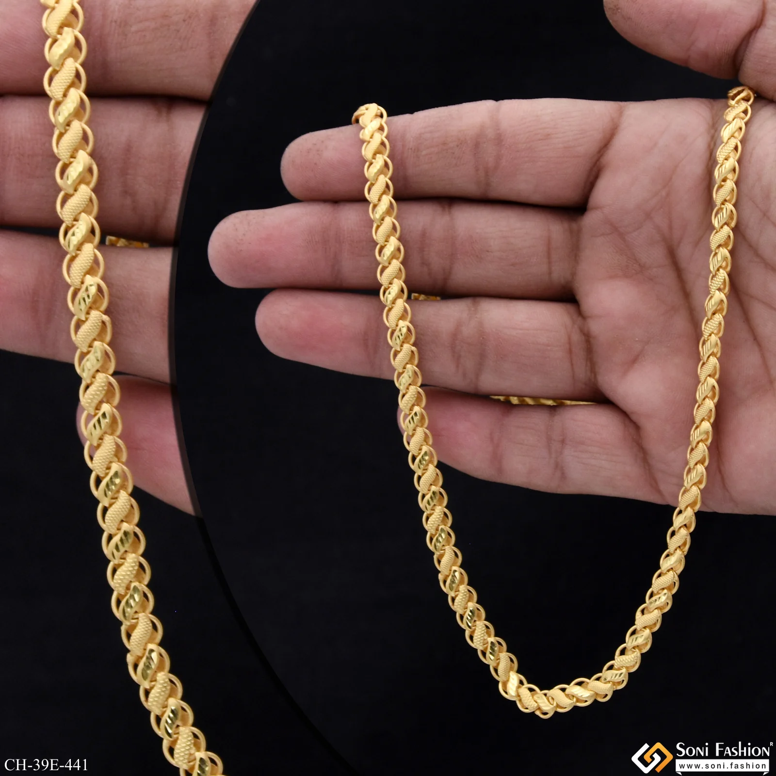 1 Gram Gold Plated Kohli Reversible Chain for Men - Style E441 - Image 2