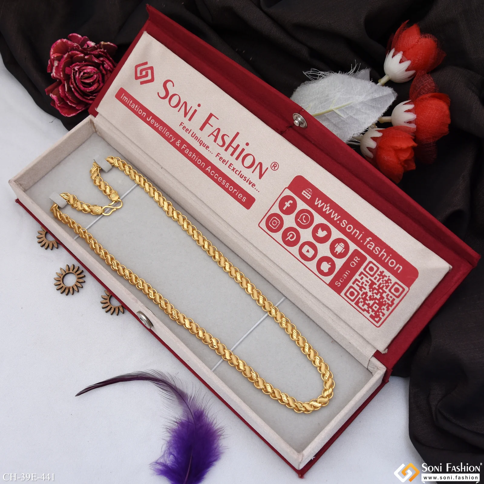 1 Gram Gold Plated Kohli Reversible Chain for Men - Style E441 - Image 3
