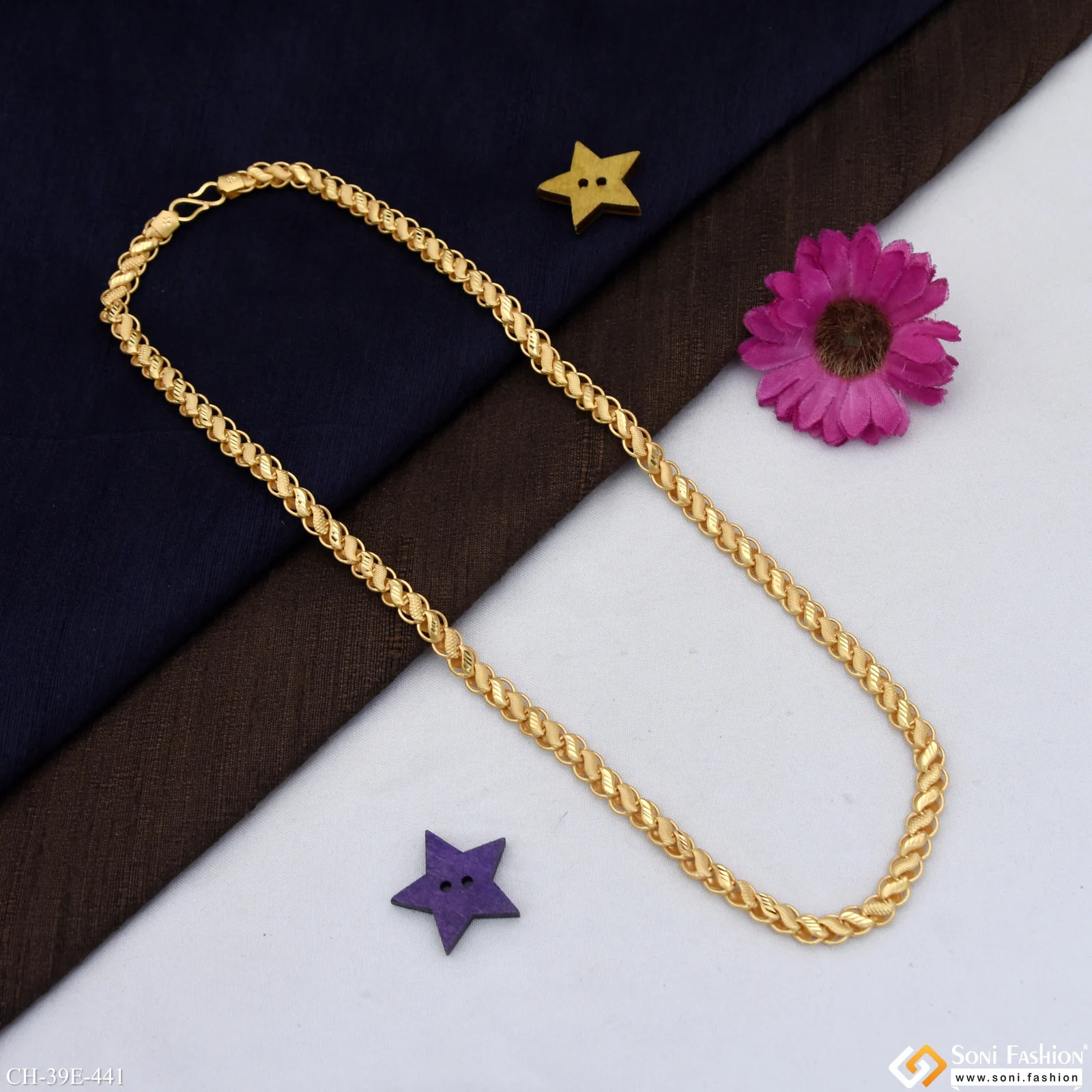 1 Gram Gold Plated Kohli Reversible Chain for Men - Style E441 - Image 5