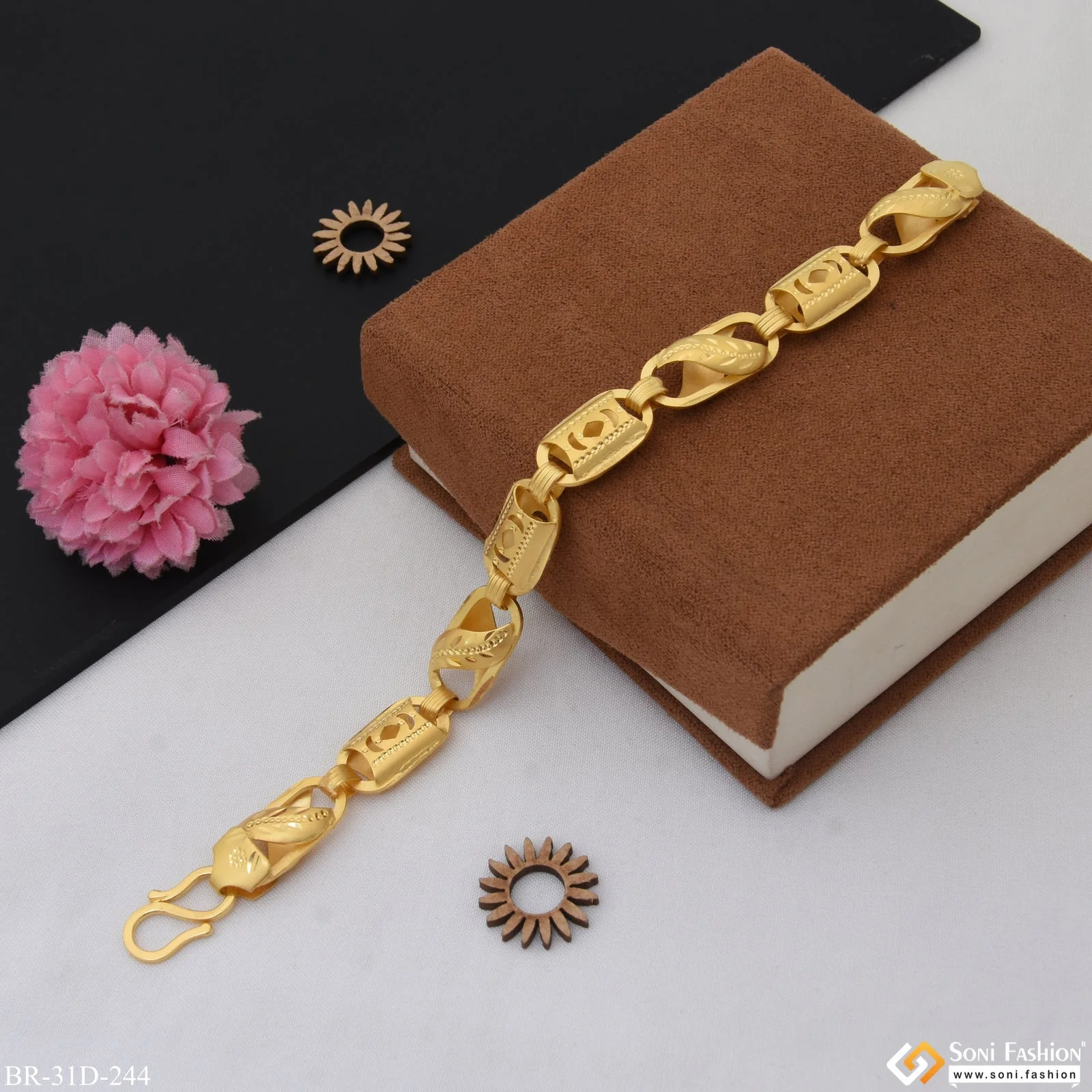 1 Gram Gold Plated Kohli Sophisticated Design Bracelet for Men - Style D244 - Image 2