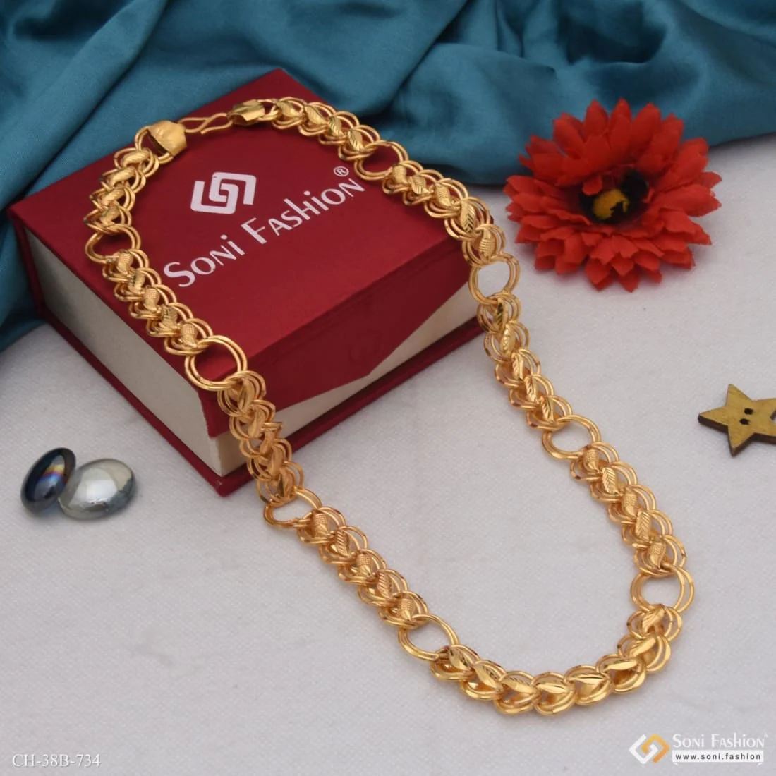 1 Gram Gold Plated Kohli with Ring Stylish Design Best Quality Chain - Style B734 - Image 5