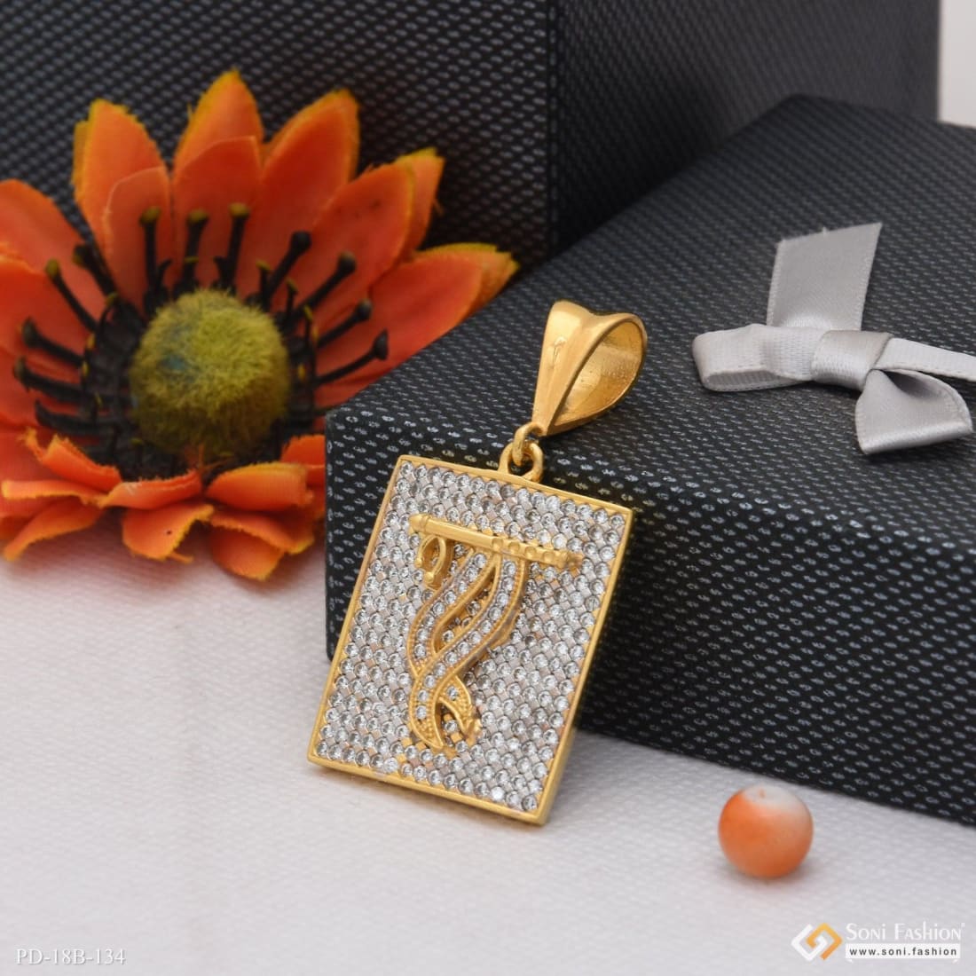 1 Gram Gold Plated Krishna With Diamond Gorgeous Design Pendant - Style B134 - Image 4