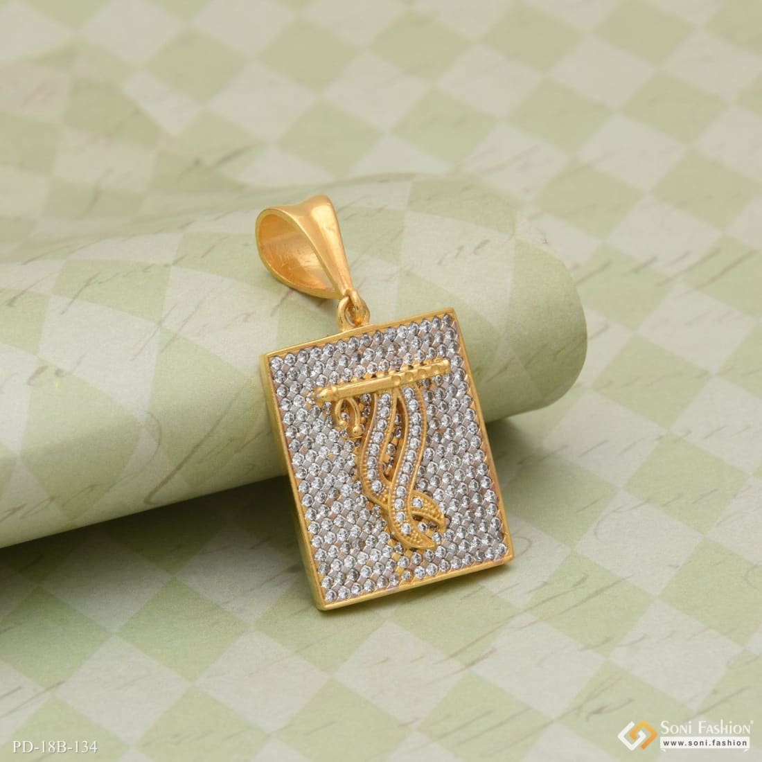 1 Gram Gold Plated Krishna With Diamond Gorgeous Design Pendant - Style B134 - Image 5