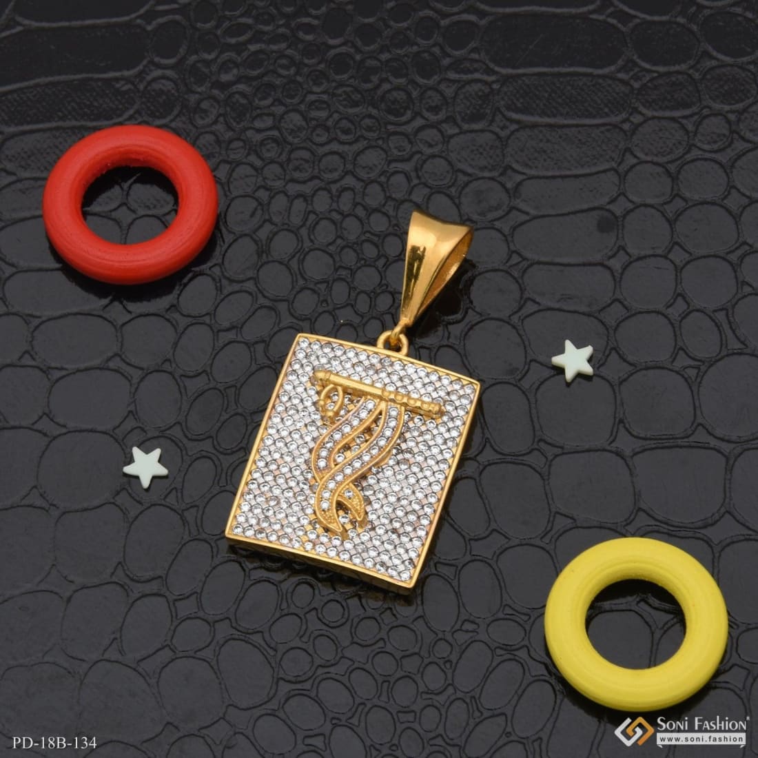 1 Gram Gold Plated Krishna With Diamond Gorgeous Design Pendant - Style B134 - Image 6