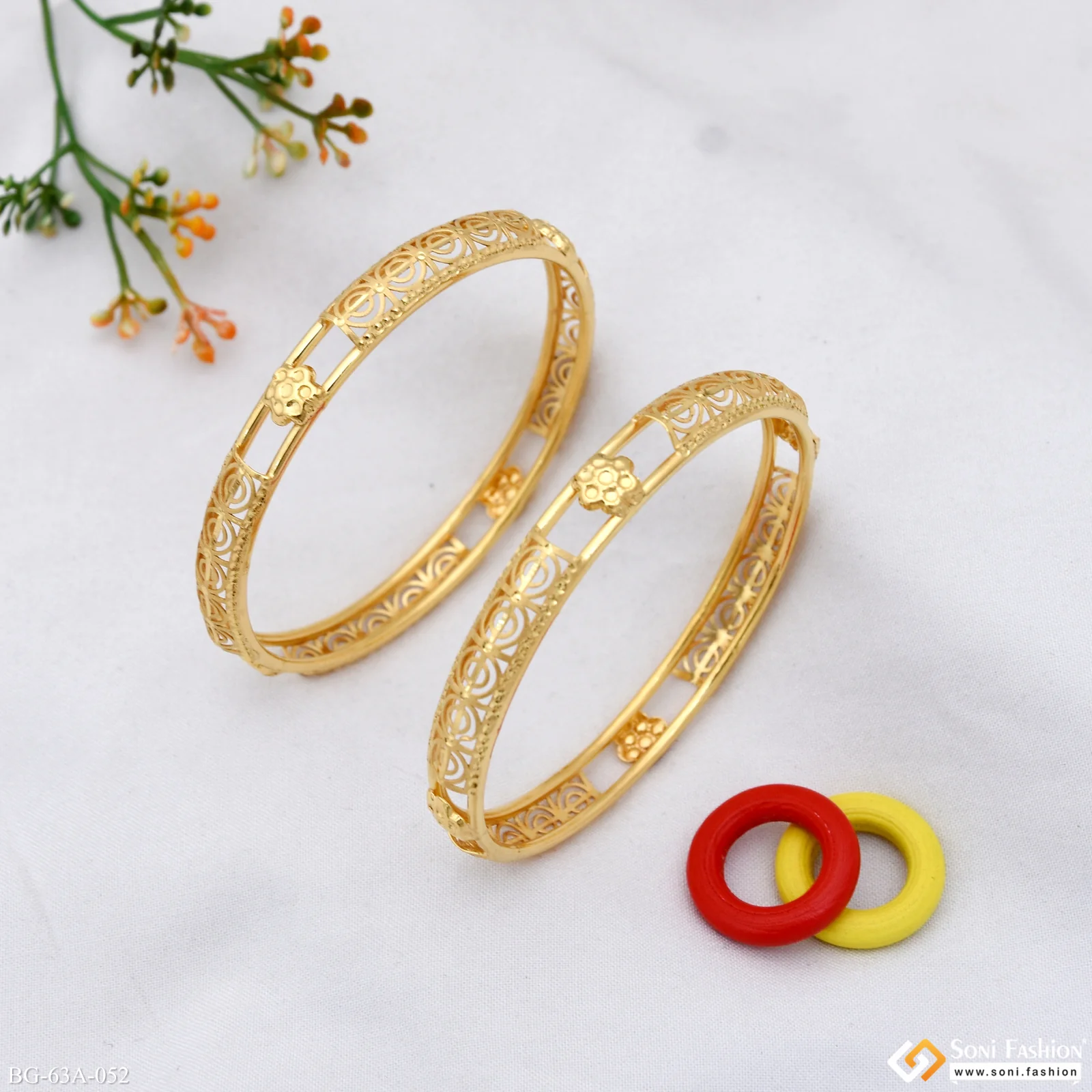 1 Gram Gold Plated Latest Design Bangles for Women - Style A052 - Image 4