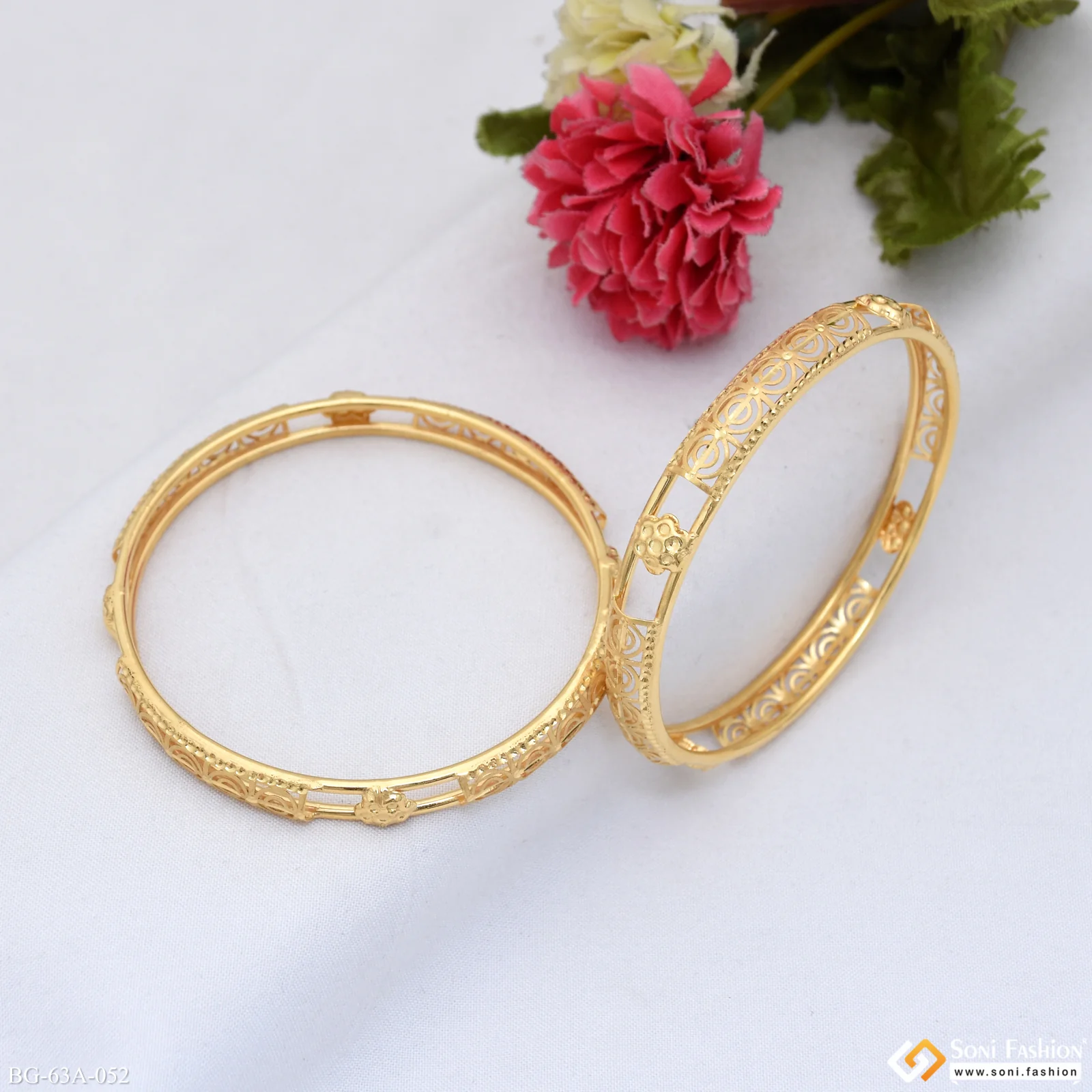 1 Gram Gold Plated Latest Design Bangles for Women - Style A052 - Image 6
