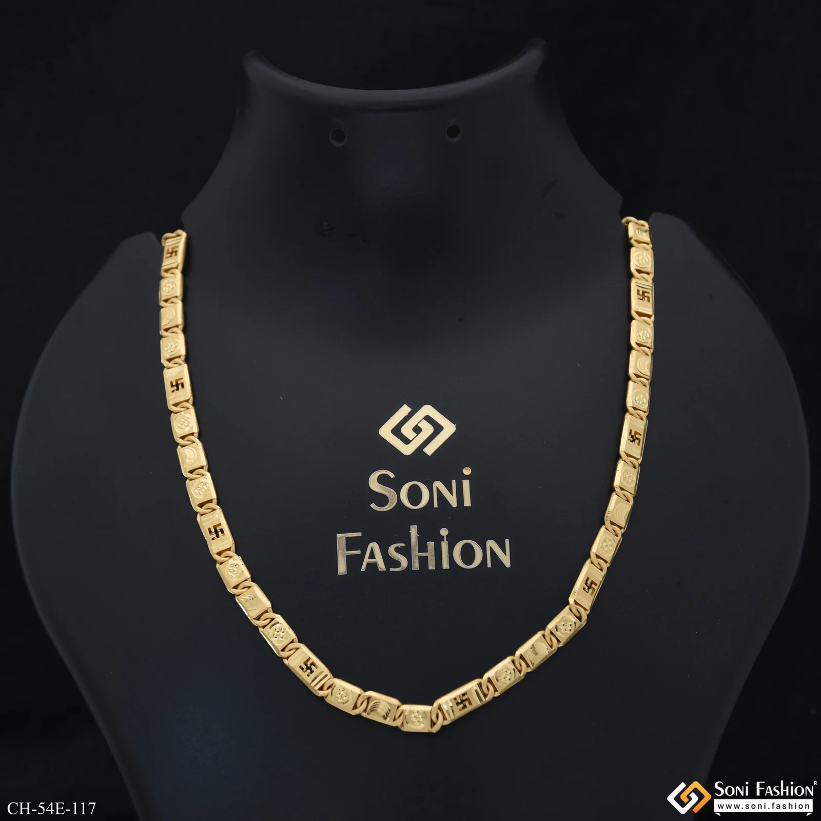 1 Gram Gold Plated Latest Design Biscuit Chain for Men - Style E117
