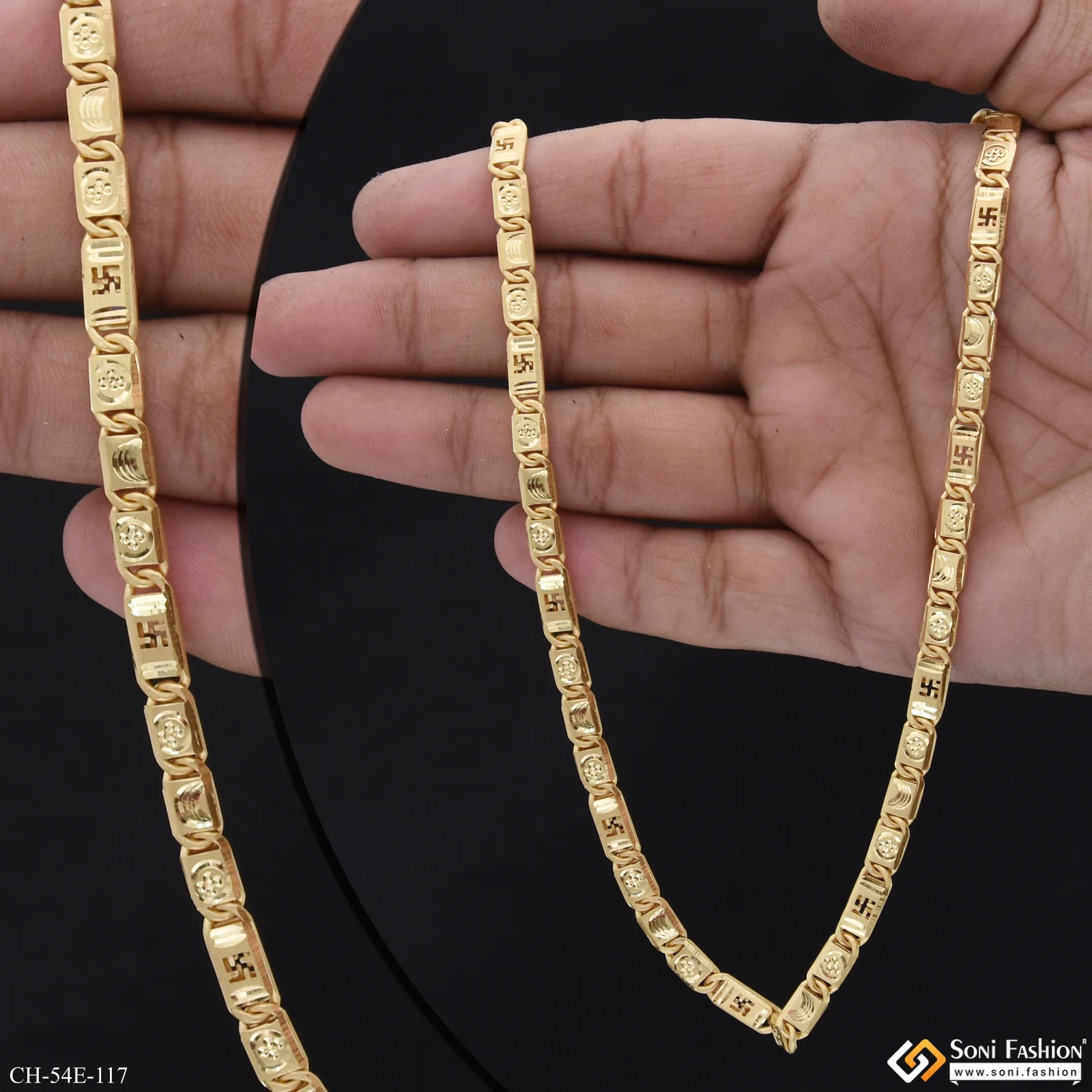 1 Gram Gold Plated Latest Design Biscuit Chain for Men - Style E117 - Image 2