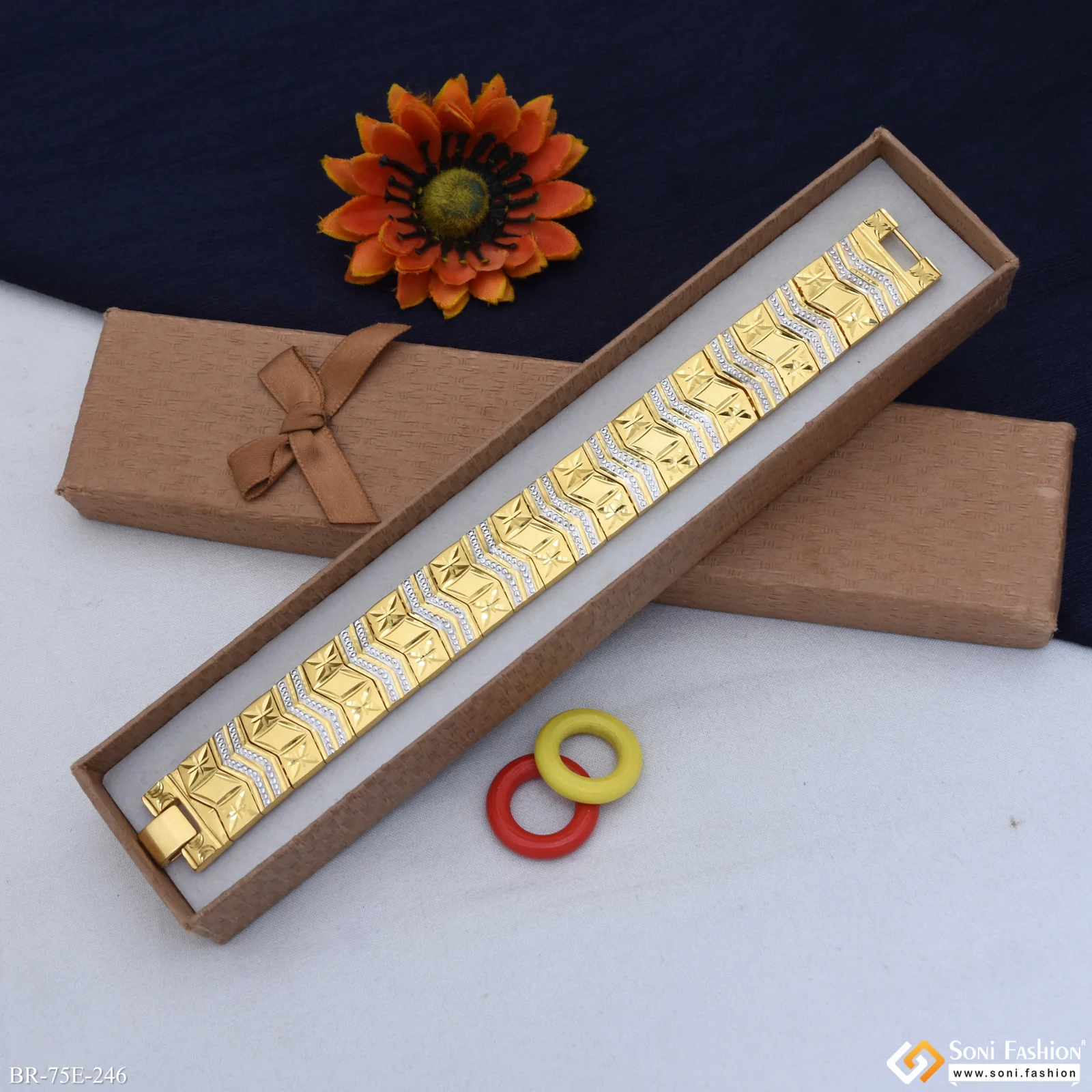 1 Gram Gold Plated Latest Design Bracelet for Men - Style E246 - Image 5