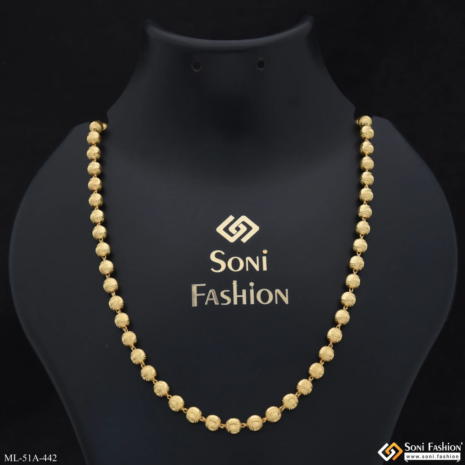 1 Gram Gold Plated Latest Design Brass Beaded Mala for Men - Style A442