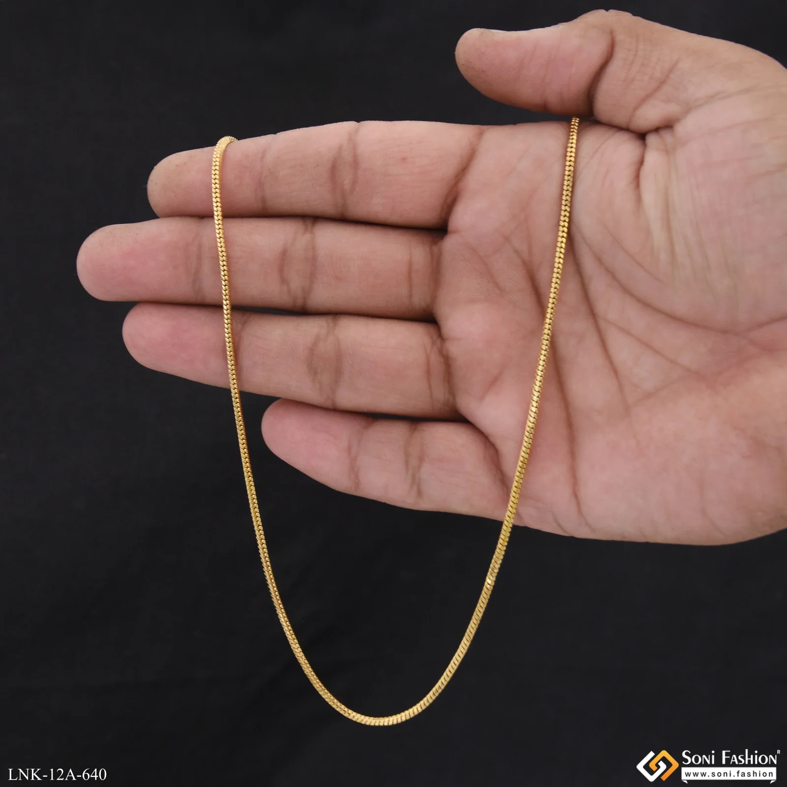 1 Gram Gold Plated Latest Design Chain for Ladies - Style A640 - Image 3