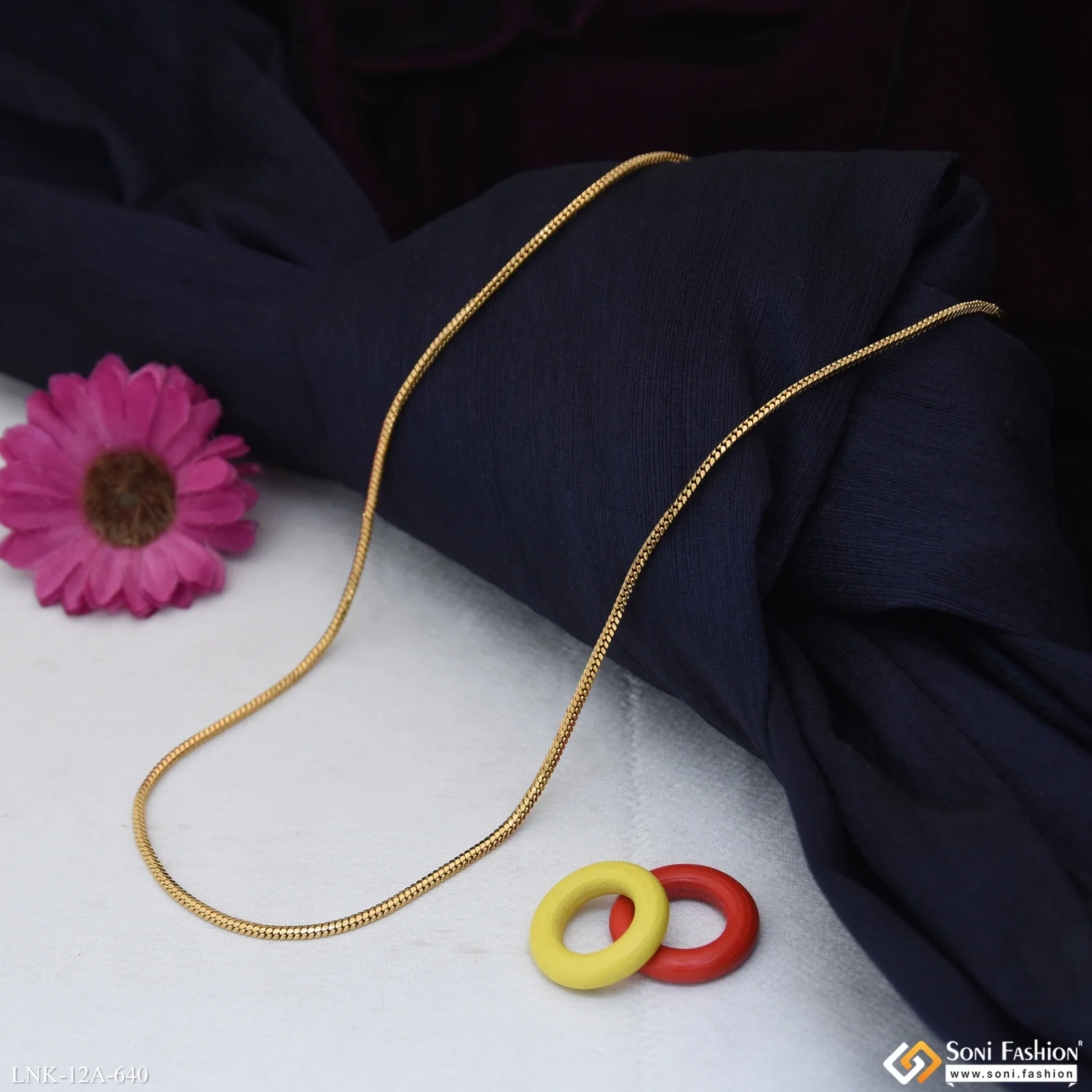 1 Gram Gold Plated Latest Design Chain for Ladies - Style A640 - Image 4